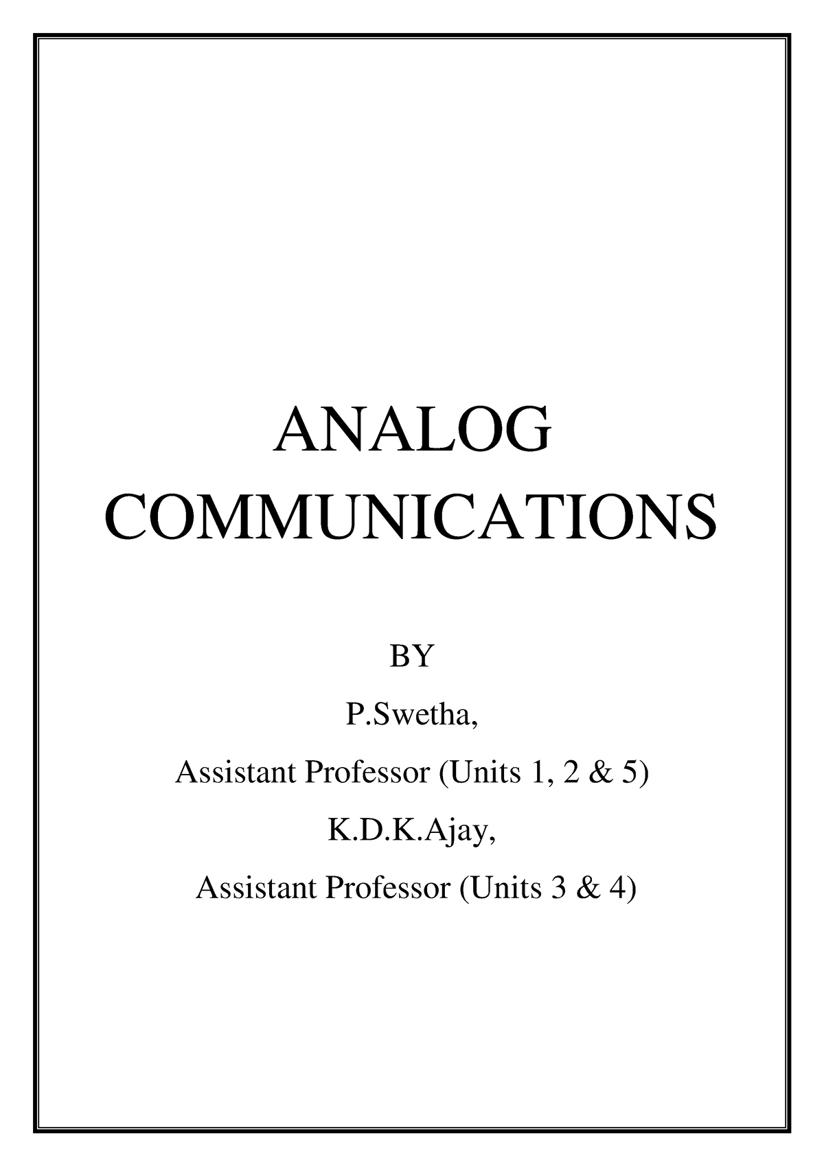 research paper on analog communication