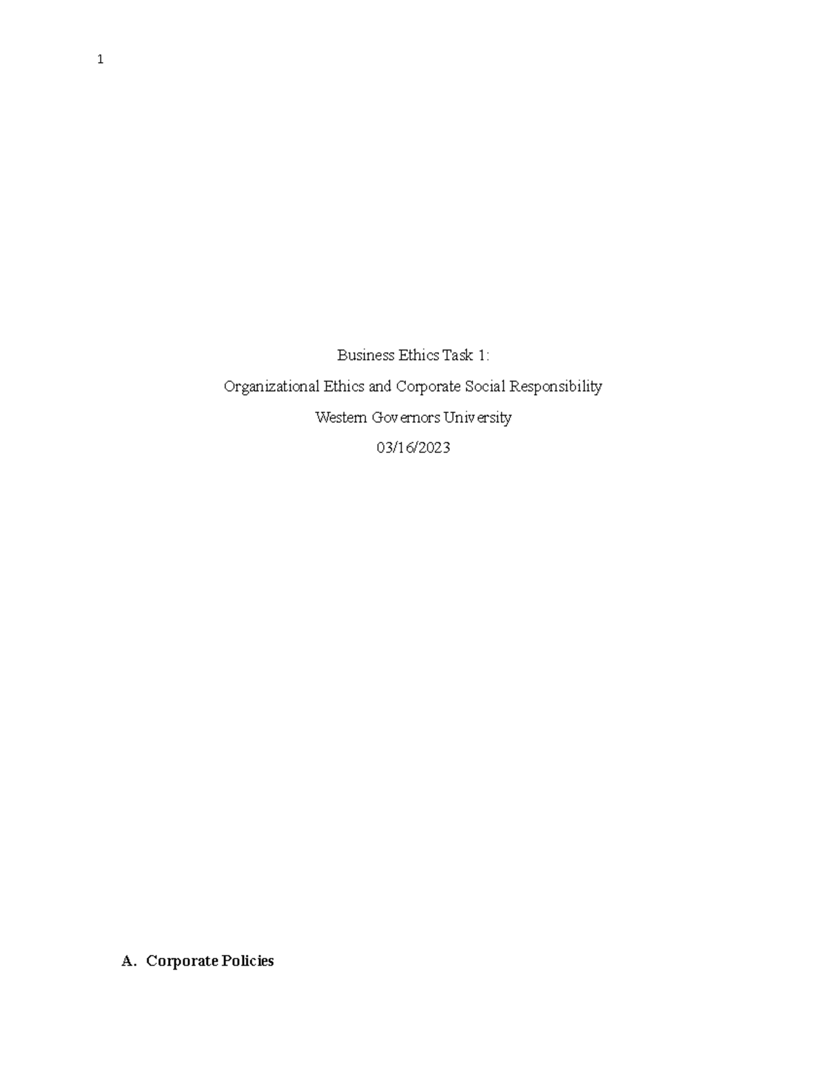 C717 Task 1 Task 1 Business Ethics Task 1 Organizational Ethics And Corporate Social Studocu C717 Task 1 Task 1 Business Ethics Task 1 Organizational Ethics And Corporate Social Studocu
