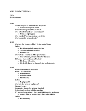 HAP 515 - Lecture notes 1-5 - Chapter 4: Degrees of Negligence Tort law ...
