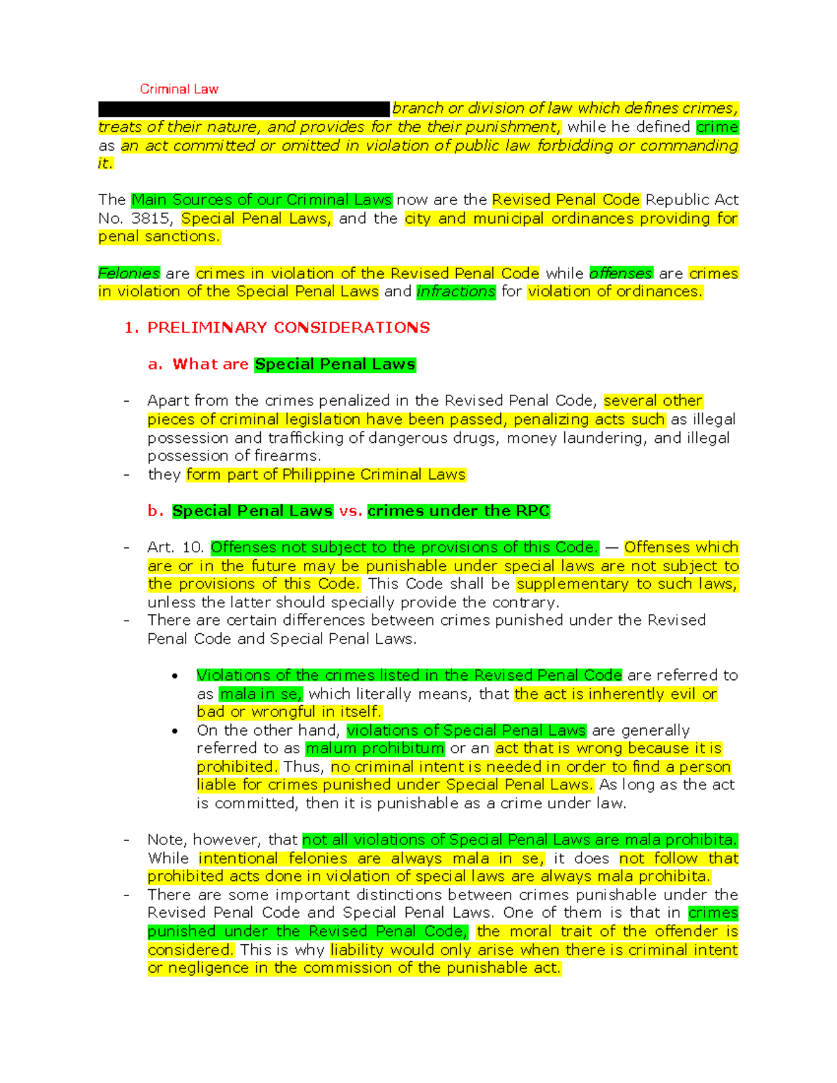 SPL - WEEK 1 - Basics of SPL - The Revised Penal Code Book I, as that ...