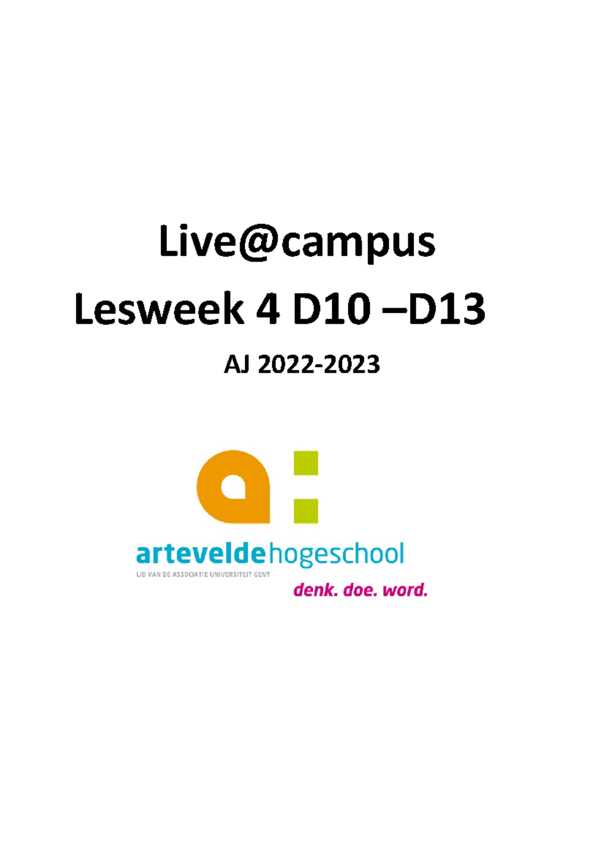 Cost Accounting - Werkcollege Lesweek 4 D10-D13 Werkbundel - Live ...