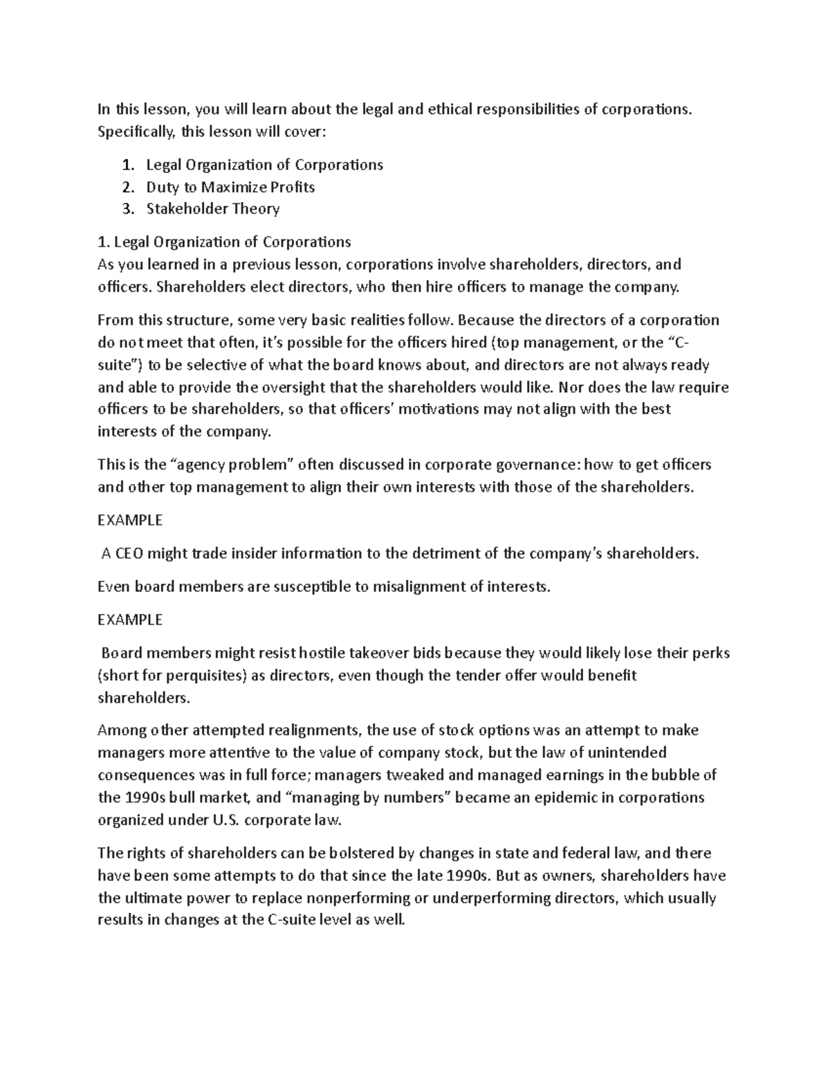 legal responsibilities assignment