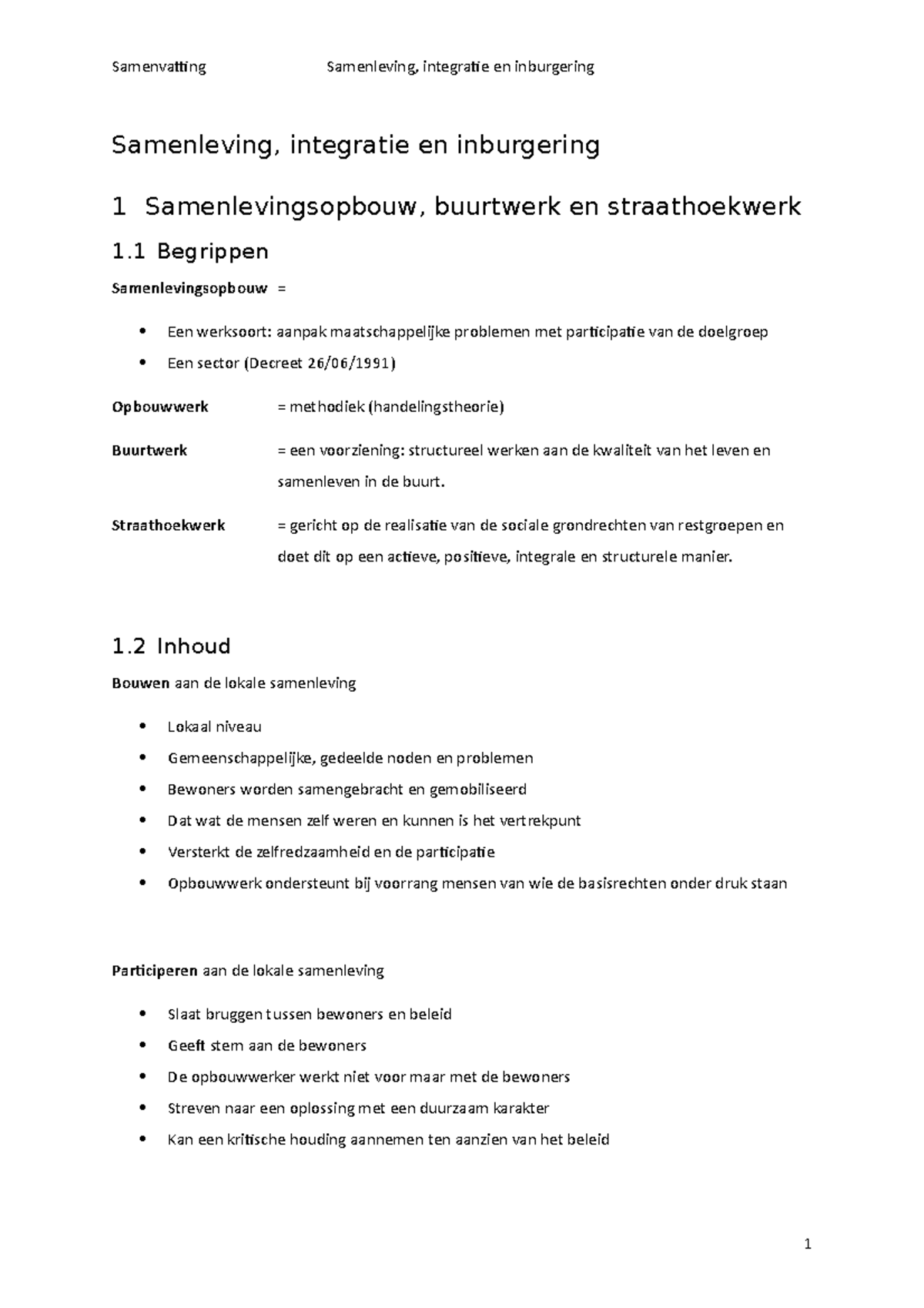 Samenvatting Samenleving, Integratie En Inburgering - Samenleving ...