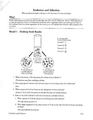 Evolution and Selection Teacher Guide - Studocu