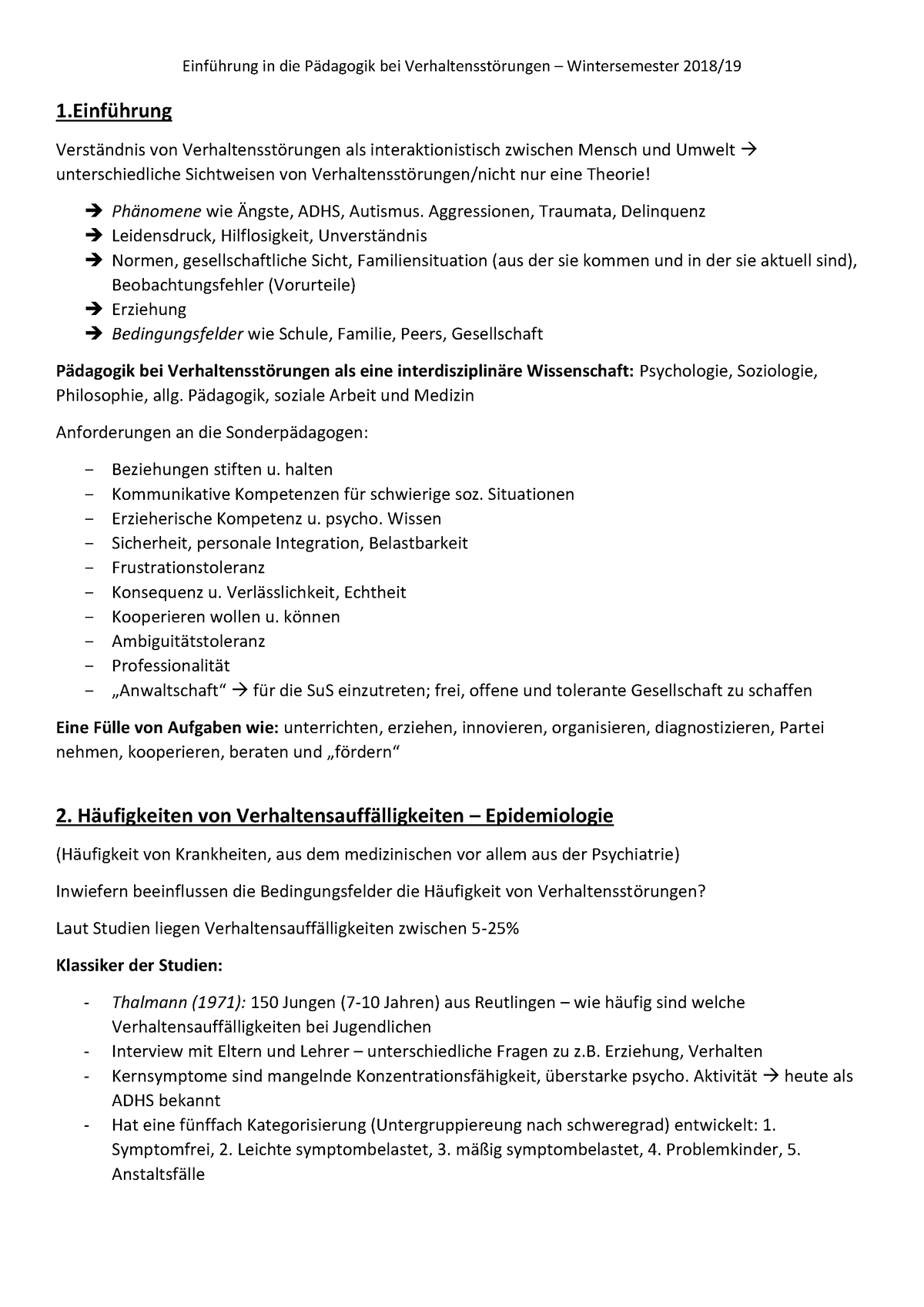 Zusammenfassung - 1 ̧hrung Verst‰ndnis Von Verhaltensstˆrungen Als ...