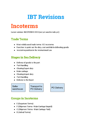 Incoterms Notes - M E E T I N G # 5, I N C O Te R M S O N I N Te R N A ...