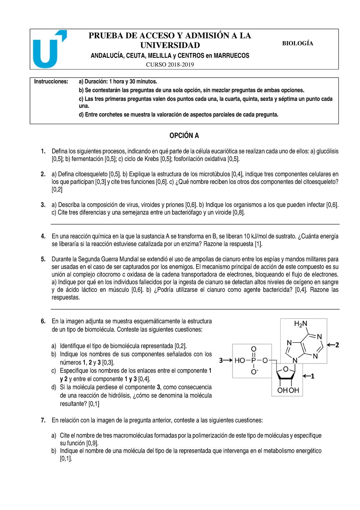 Ex Menes Biolog¡a - A Y B - PRUEBA DE ACCESO Y ADMISIÓN A LA ...