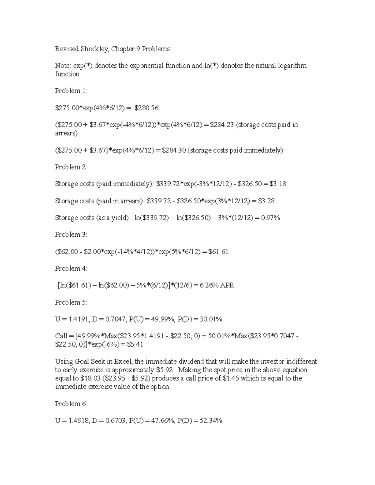 Shockanswers CH9 - ACCT A540 - Revised Shockley, Chapter 9 Problems ...
