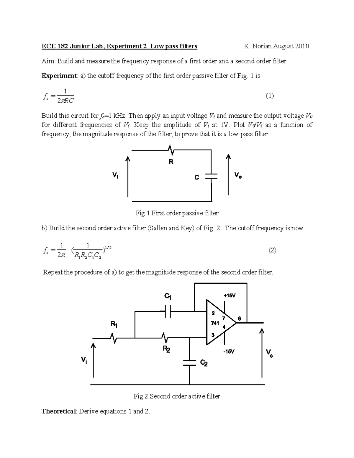 ECE 182 Junior Lab exp 2 - Null - ECE 182 Junior Lab, Experiment 2, Low ...