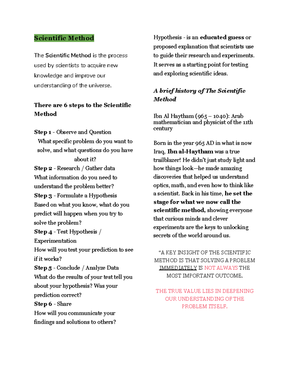 Science Technology and Society - Scientific Method The Scientific ...