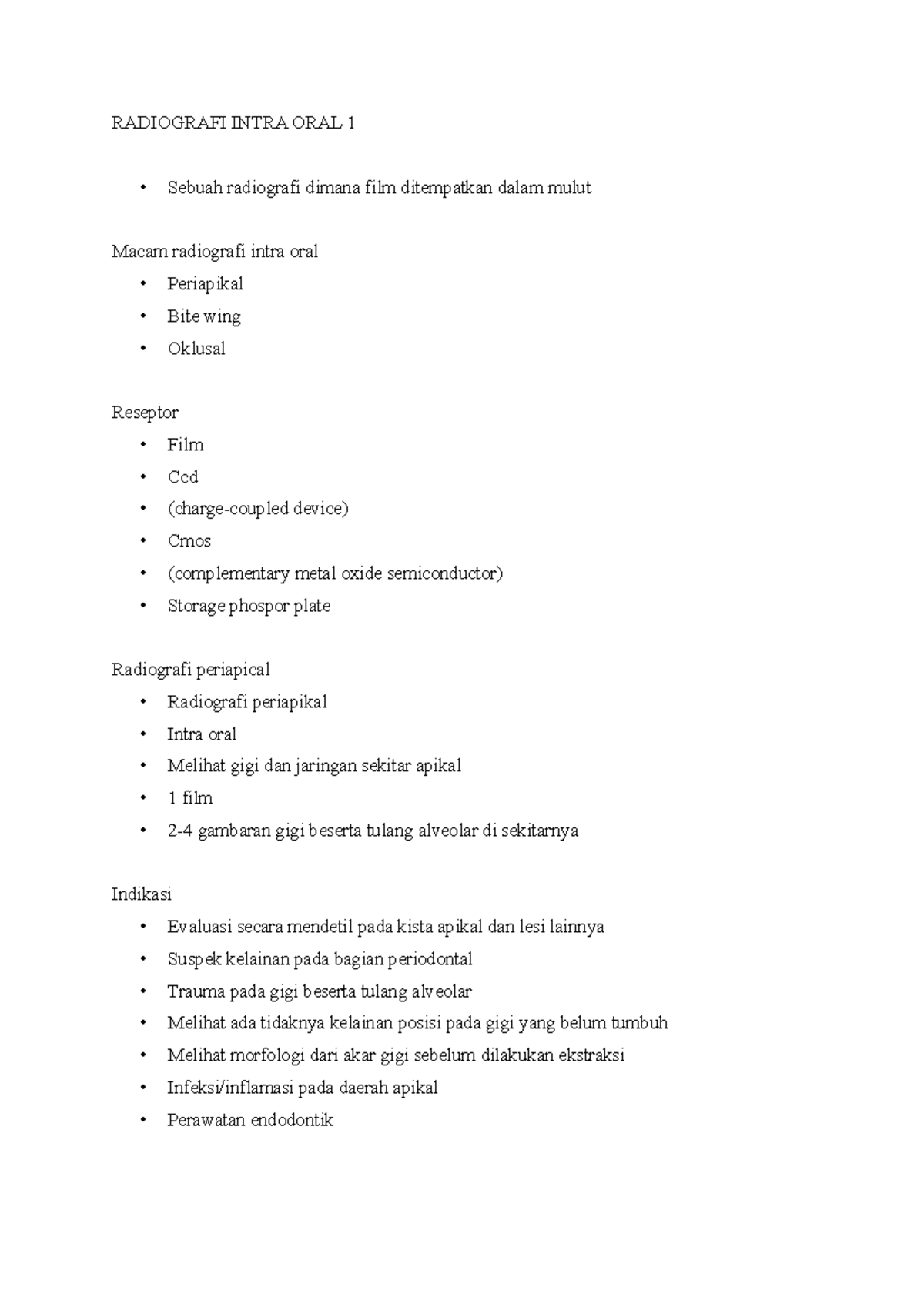 Radiografi Intra Oral 1 - RADIOGRAFI INTRA ORAL 1 Sebuah radiografi ...