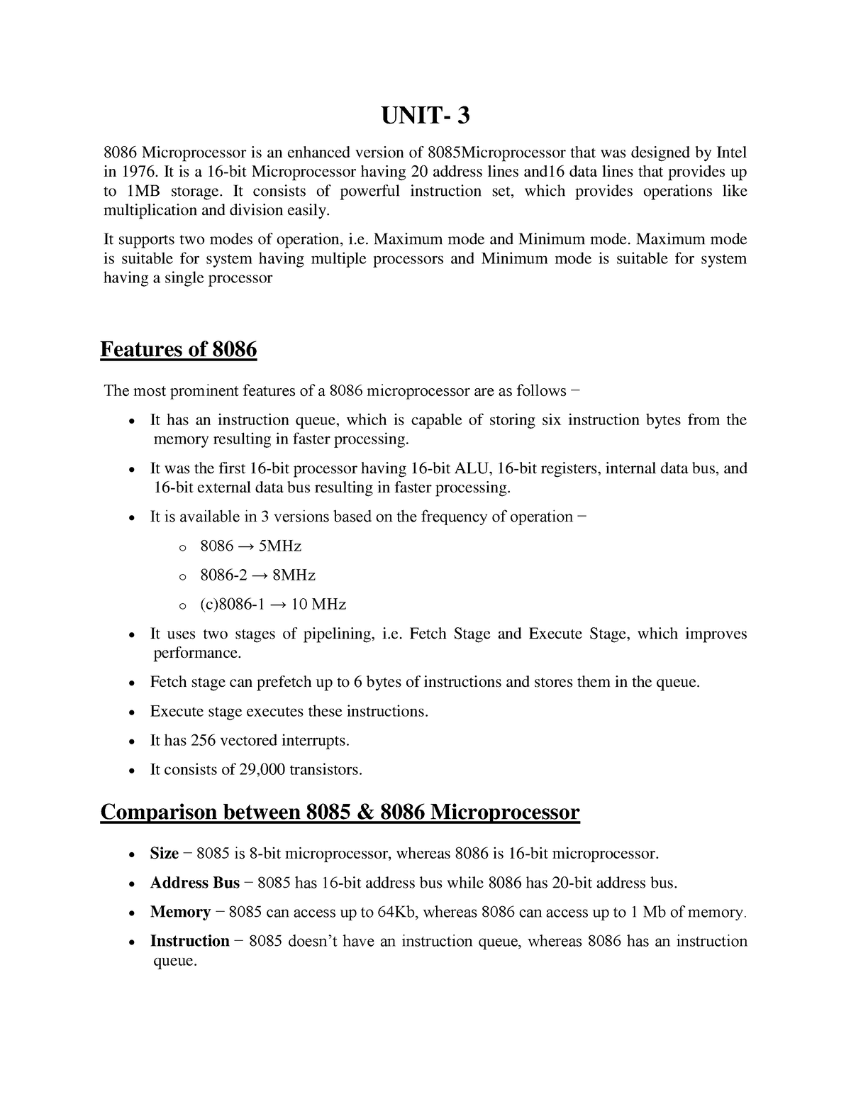 UNIT 3 - Microprocessor Unit-3 Notes - UNIT- 3 8086 Microprocessor Is ...