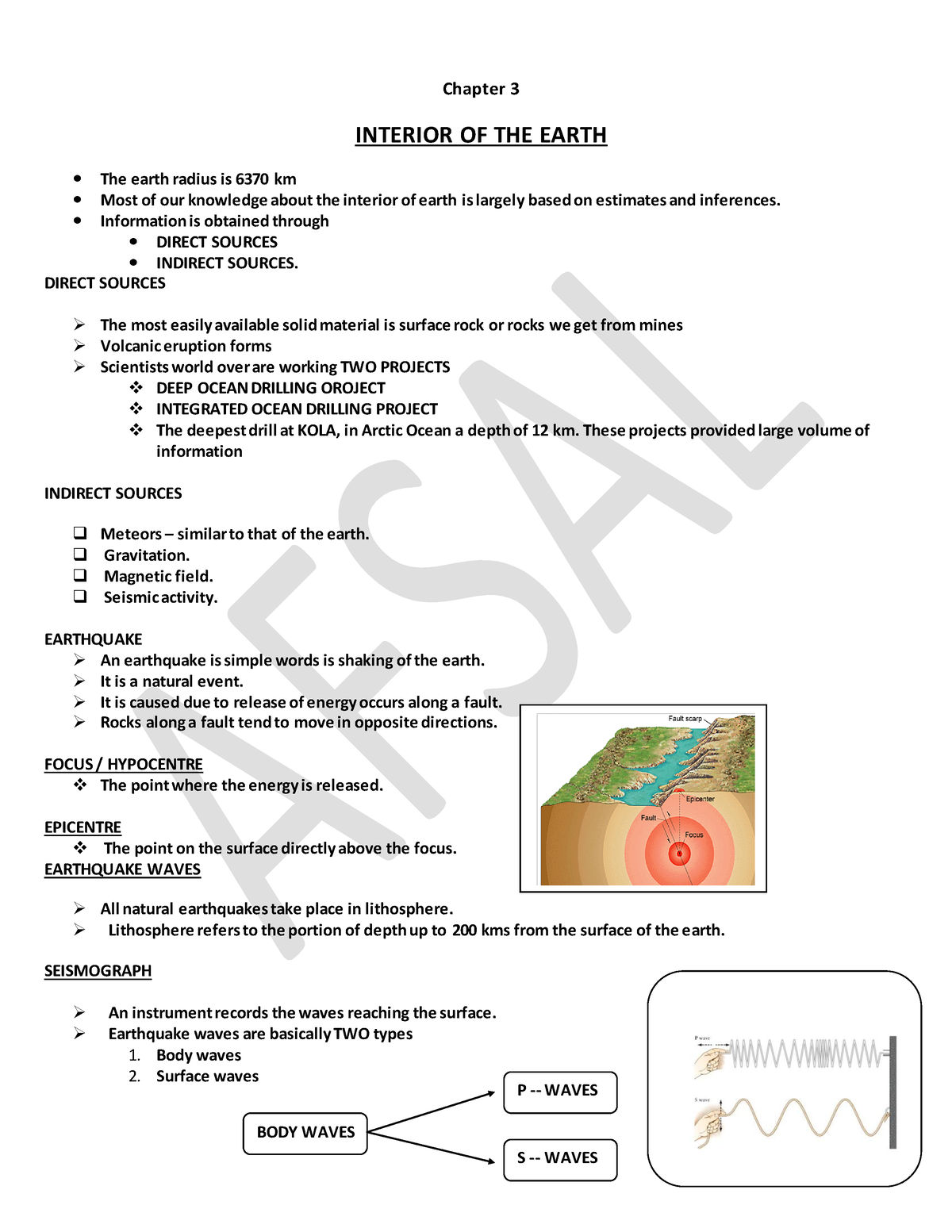 Chapter 3. Interior OF THE Earth - Chapter 3 INTERIOR OF THE EARTH The ...