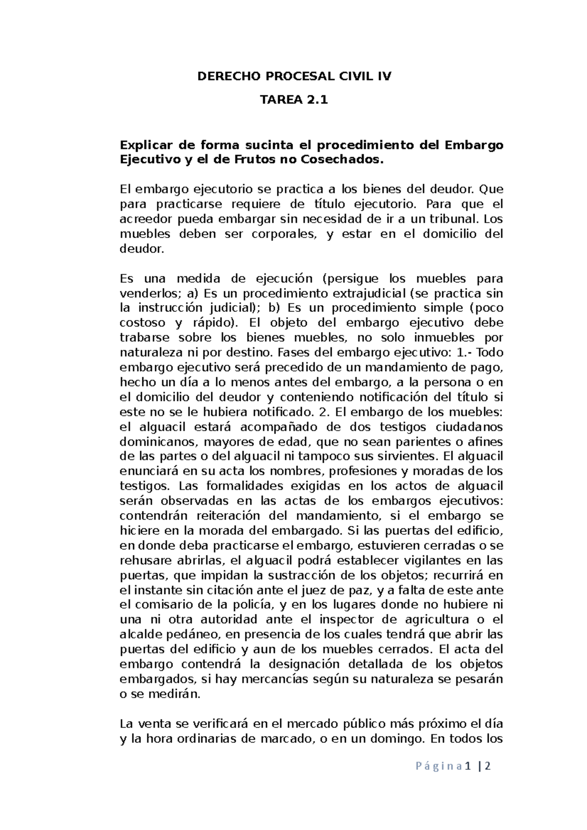 Derecho Procesal Civil IV Tarea 2.1 Unidad II - DERECHO PROCESAL CIVIL ...