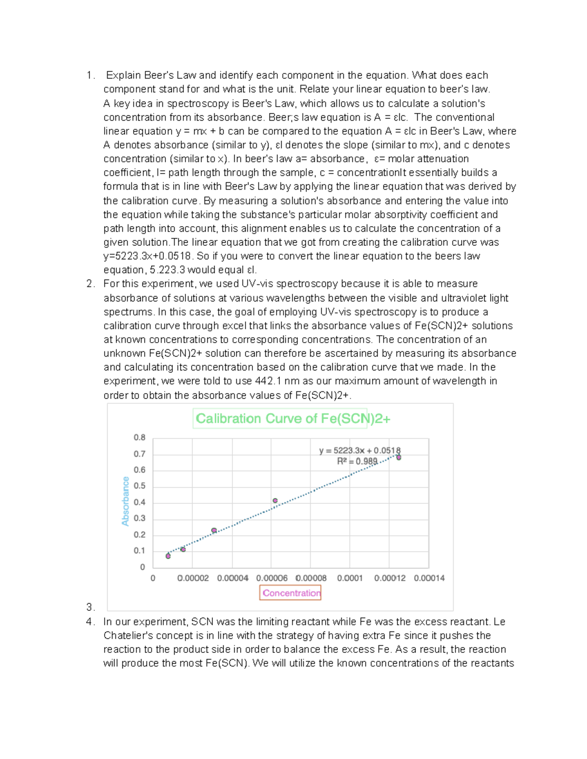 2046L Post Lab 3 Equilibrium - 1. Explain Beer’s Law and identify each ...
