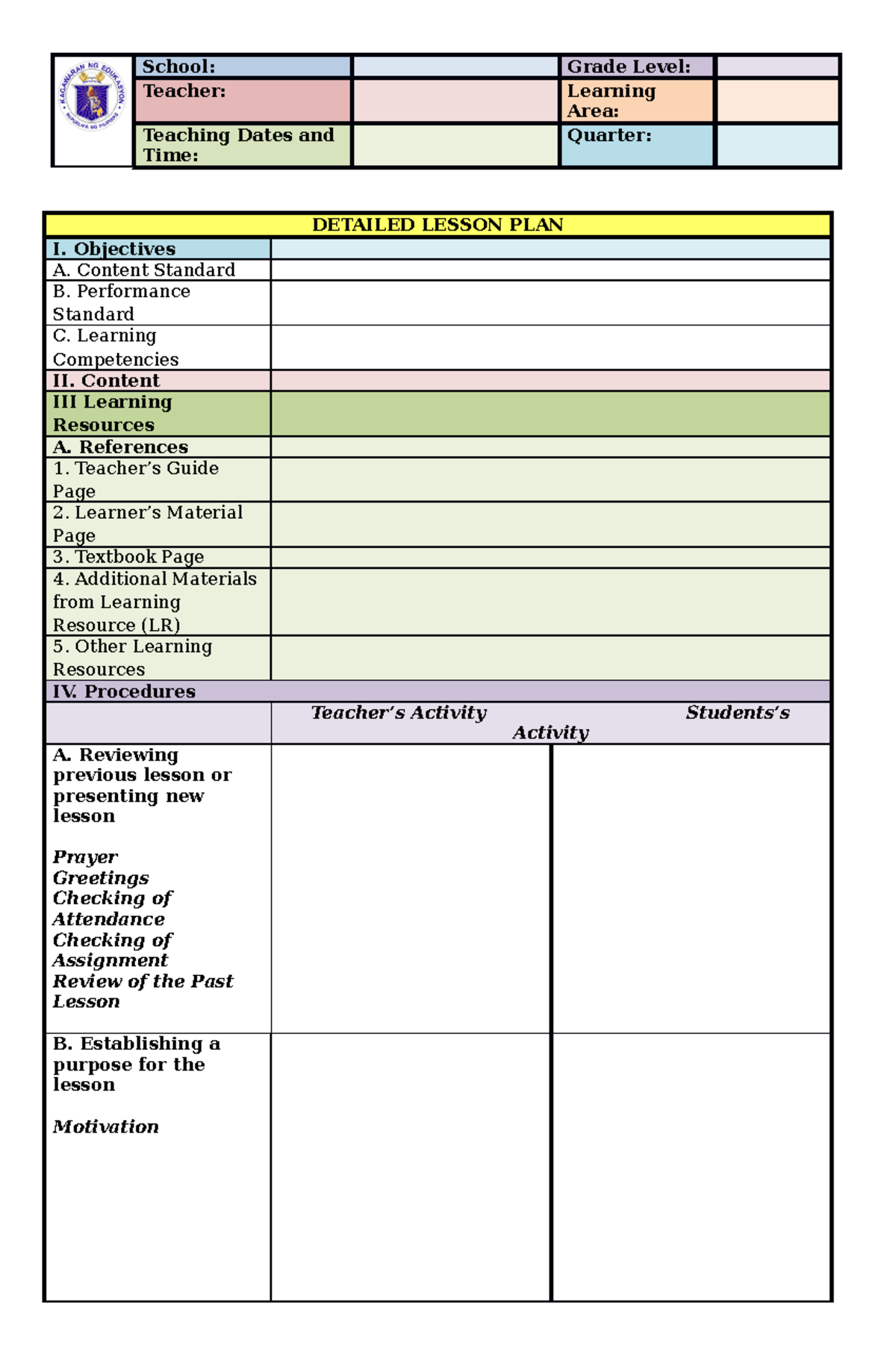 DLP- Template- English - School: Grade Level: Teacher: Learning Area ...