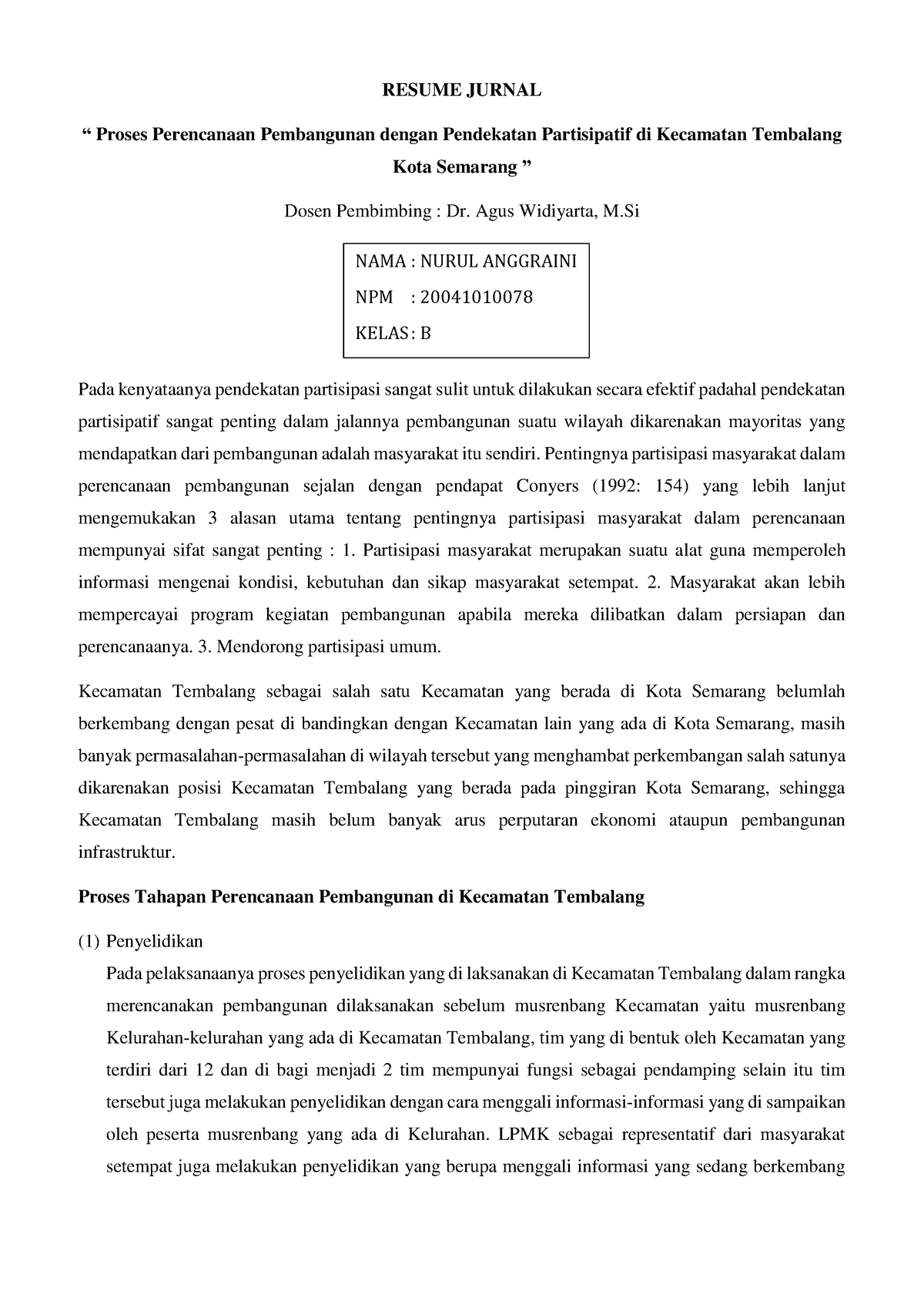 Proses Perencanaan Pembangunan Dengan Pendekatan Partisipatif Di ...