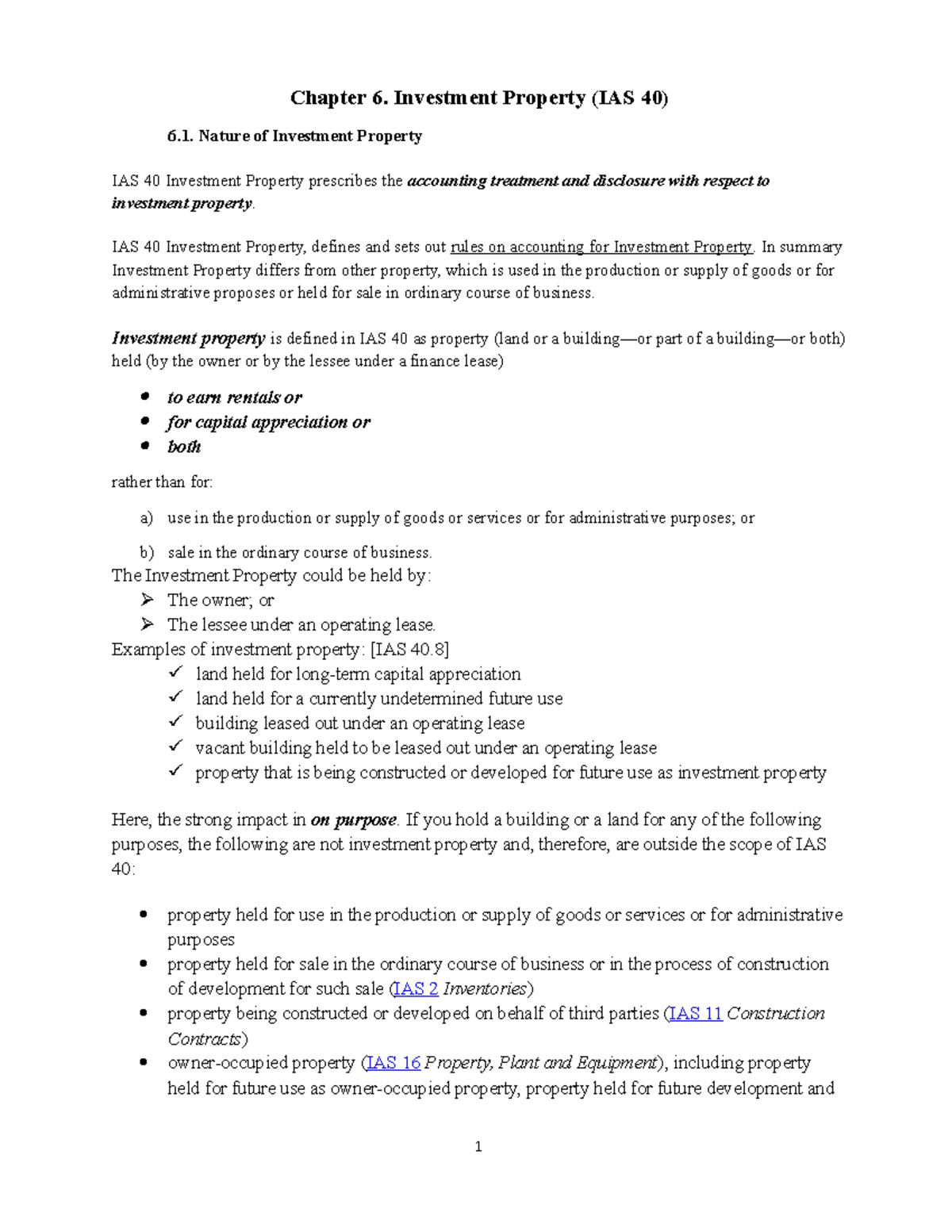 Investment Property Module - Chapter 6. Investment Property (IAS 40 ...