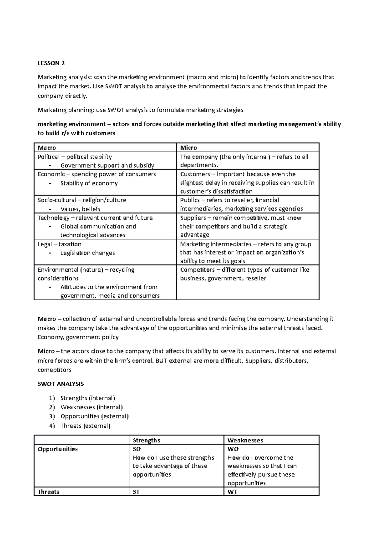 Marketing notes - Compiled self type Lecture note for year - LESSON 2 ...