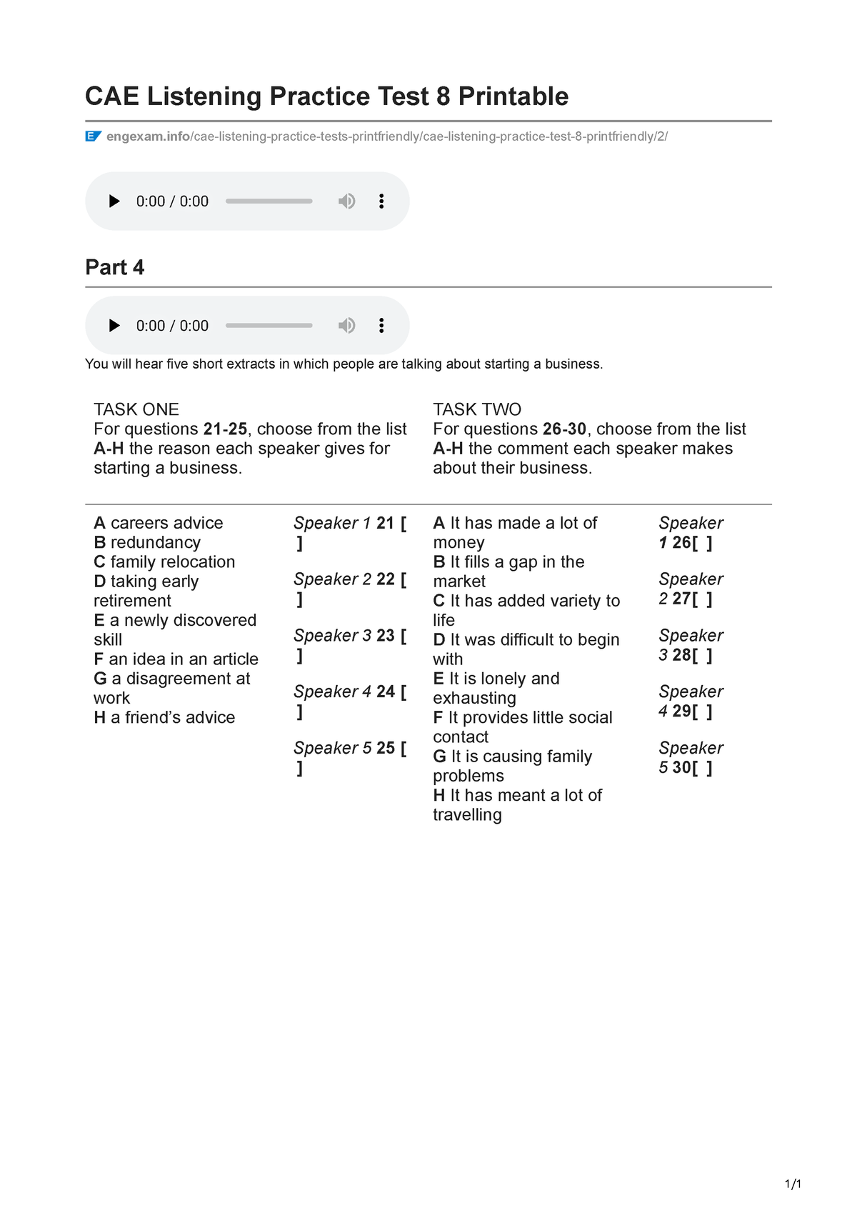 Engexam.info-CAE Listening Practice Test 8 Printable - 1/ CAE Listening ...