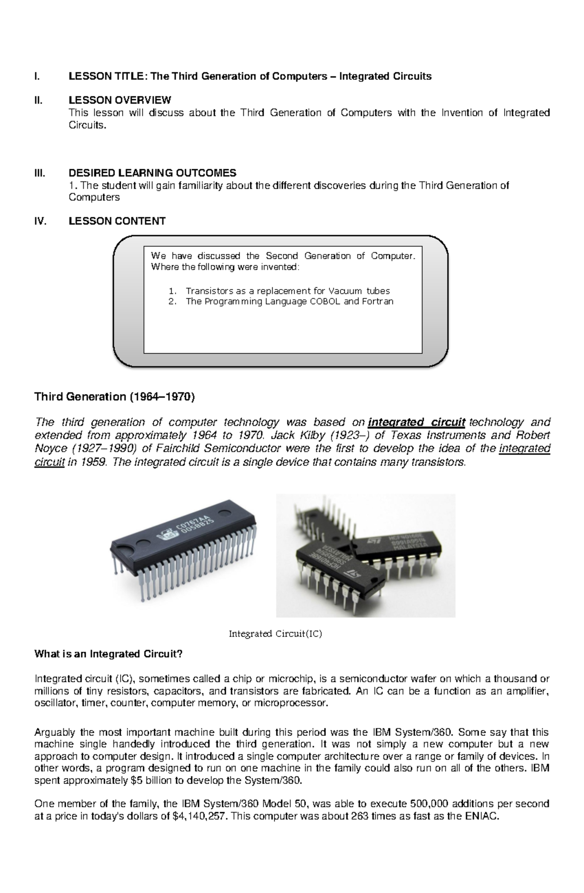 third generation computers ic