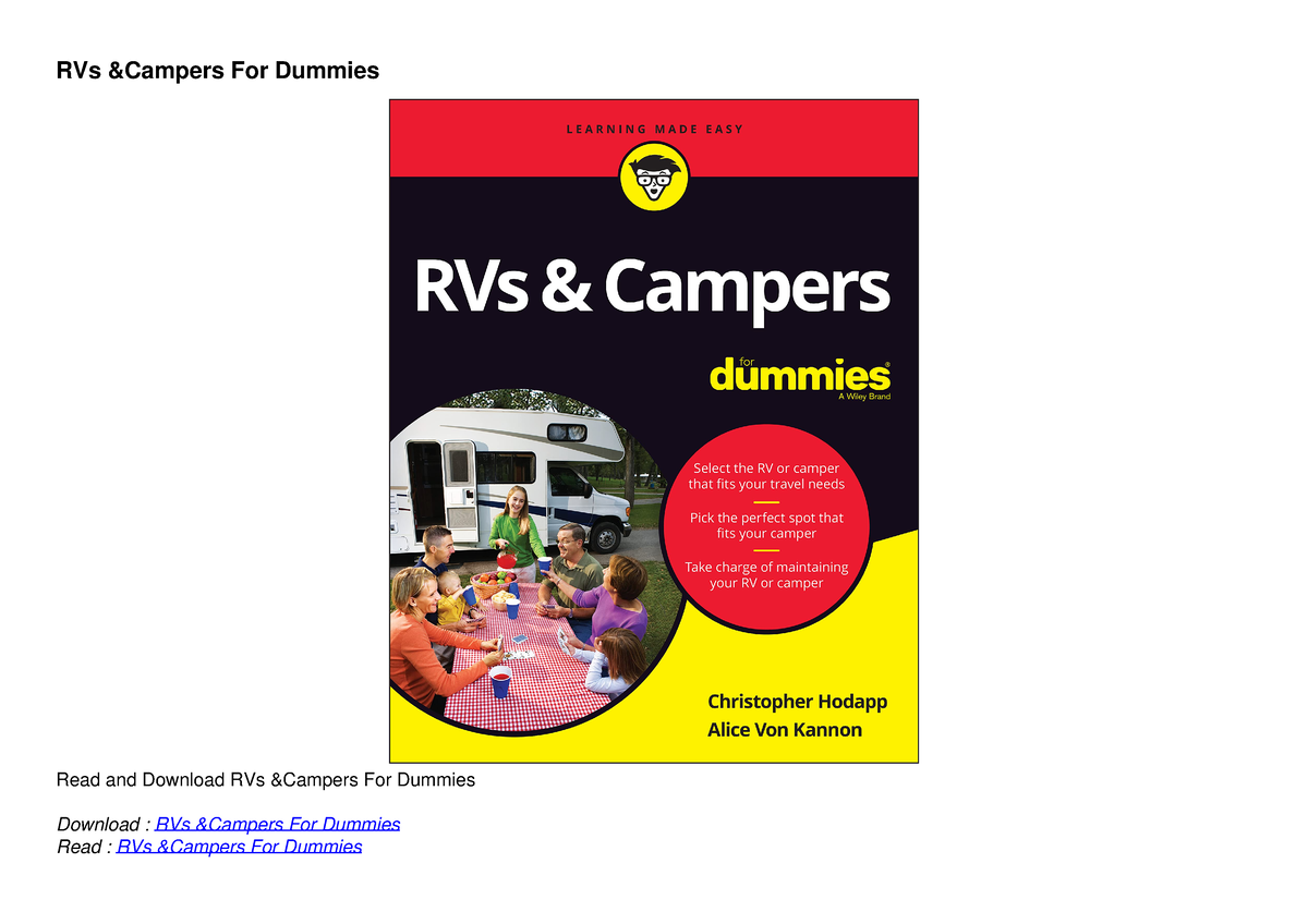 Book[READ] RVs Campers For Dummies - RVs &Campers For Dummies Read And ...