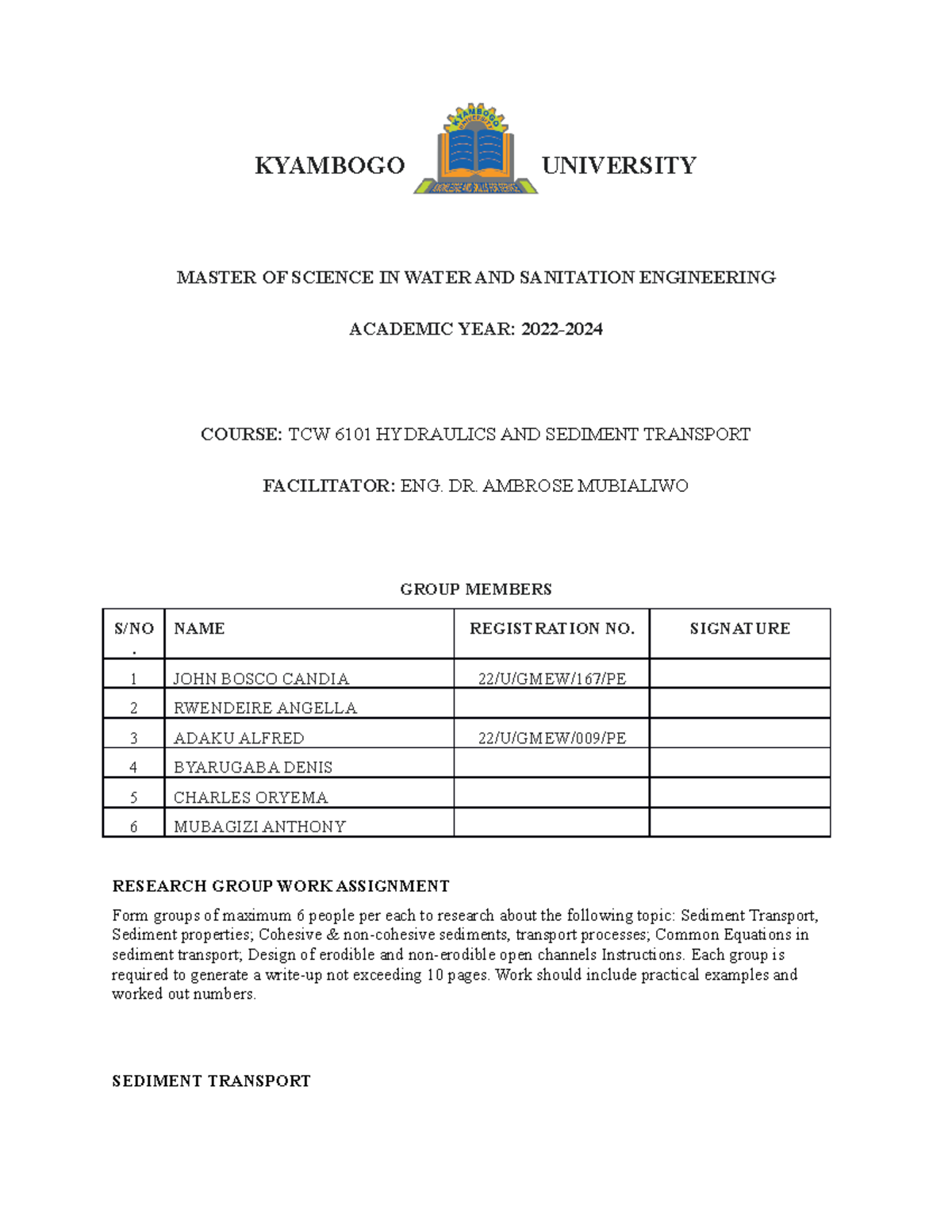 final-cw-sediment-transport-kyambogo-university-master-of-science-in