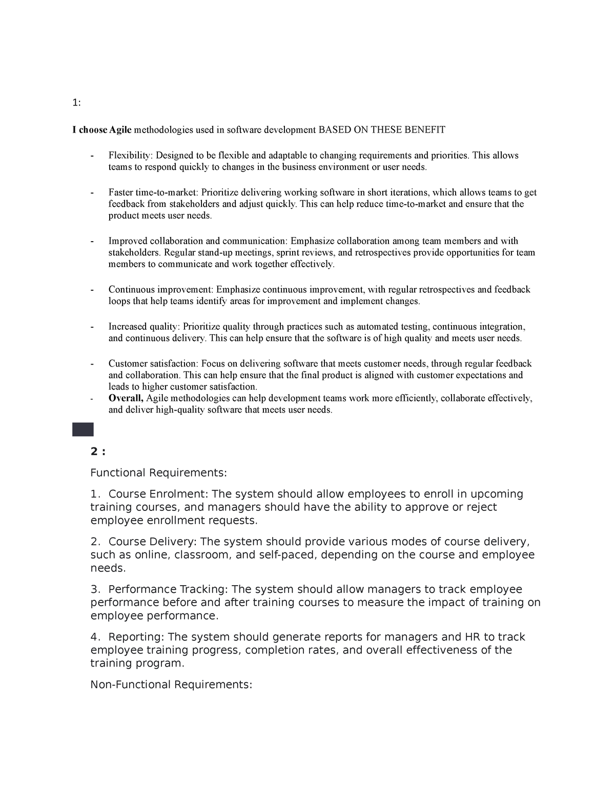 Swe201c - 1: I Choose Agile Methodologies Used In Software Development 