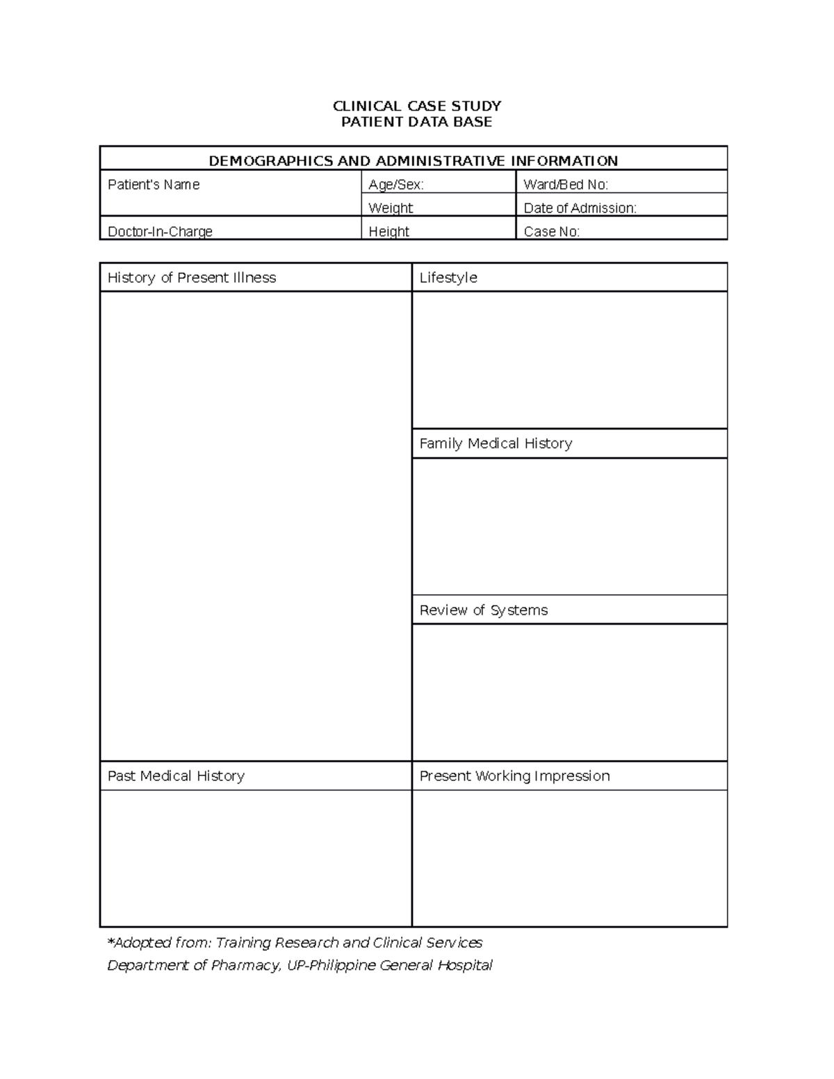 Patient-Data-Base - FOR STUDENTS - CLINICAL CASE STUDY PATIENT DATA ...