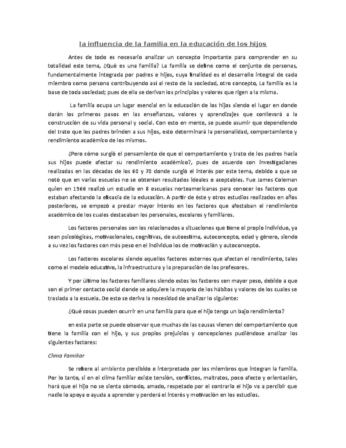 La influencia de la familia en la educación de los hijos - La familia ...
