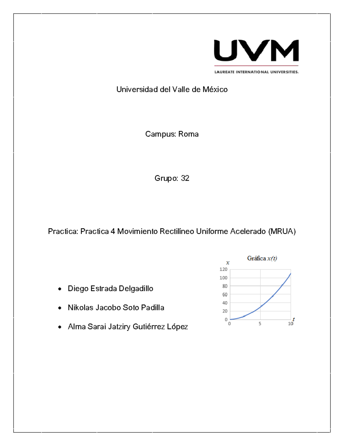 Practica Mrua Movimiento Rectil Neo Uniformemente Acelerad Universidad Del Valle De M Xico