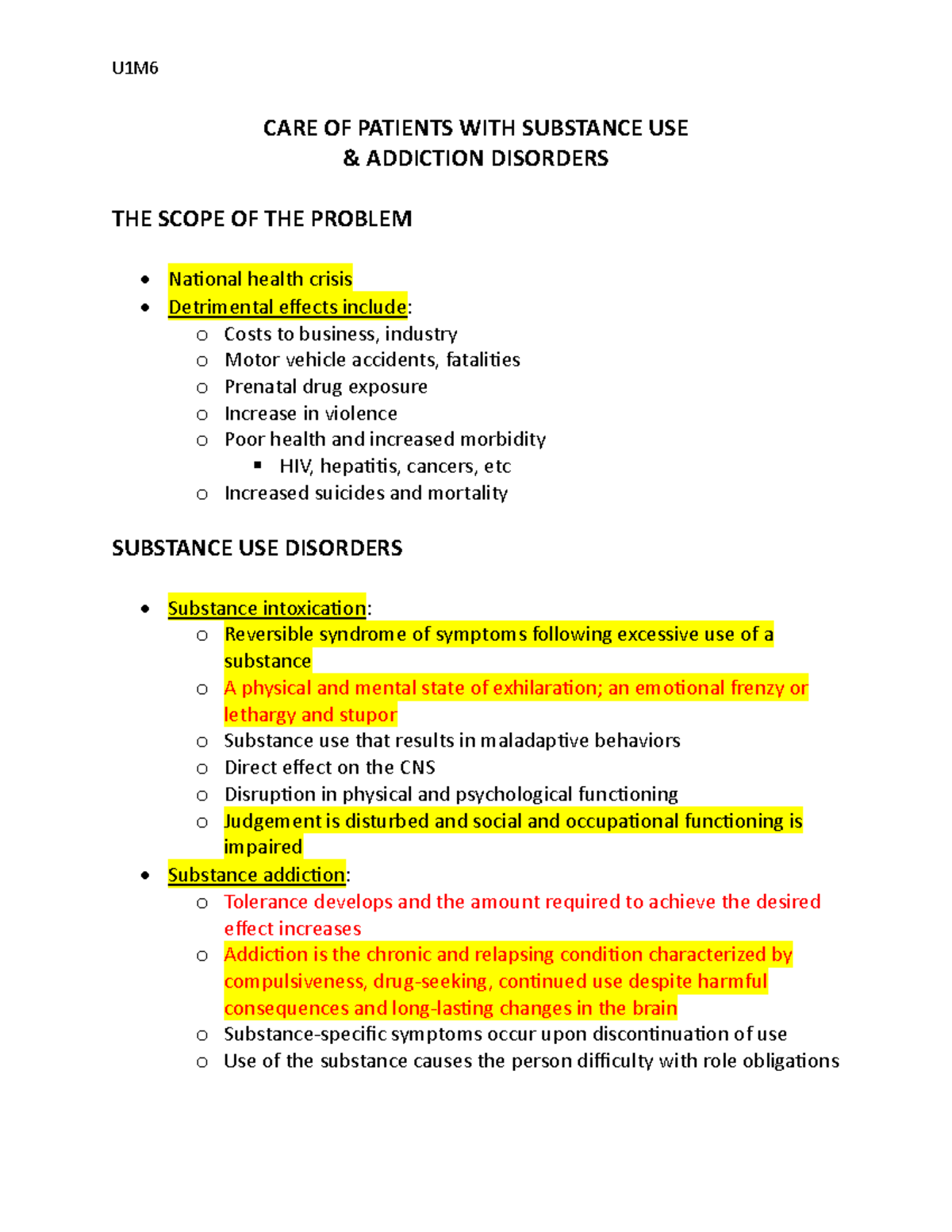 CARE OF PATIENTS WITH SUBSTANCE USE & ADDICTION DISORDERS - Freudian ...