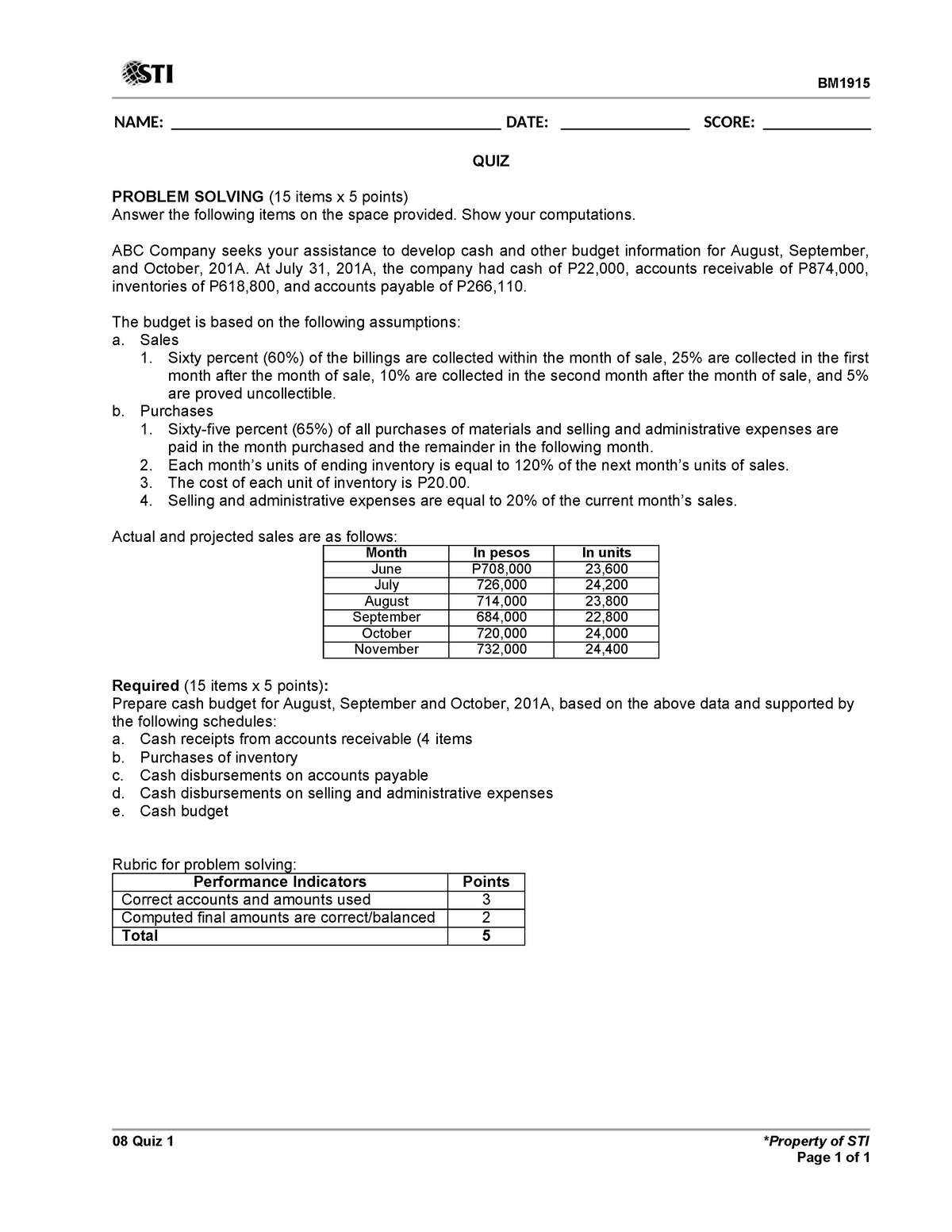 laboratory problem solving quiz