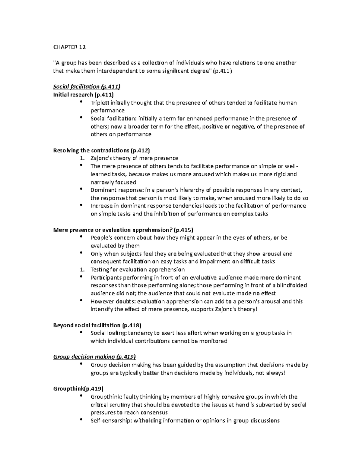 Chapter 12 - Social Psychology - CHAPTER 12 "A Group Has Been Described ...