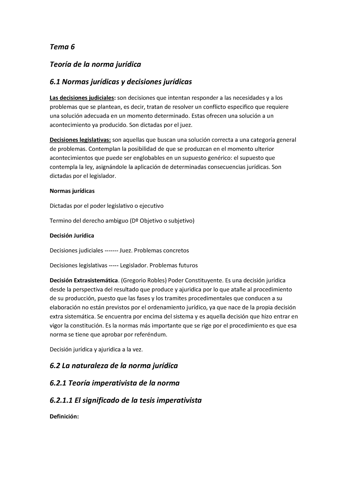 TEMA 6 - Apuntes 5 - Tema 6 Teoría De La Norma Jurídica 6 Normas ...