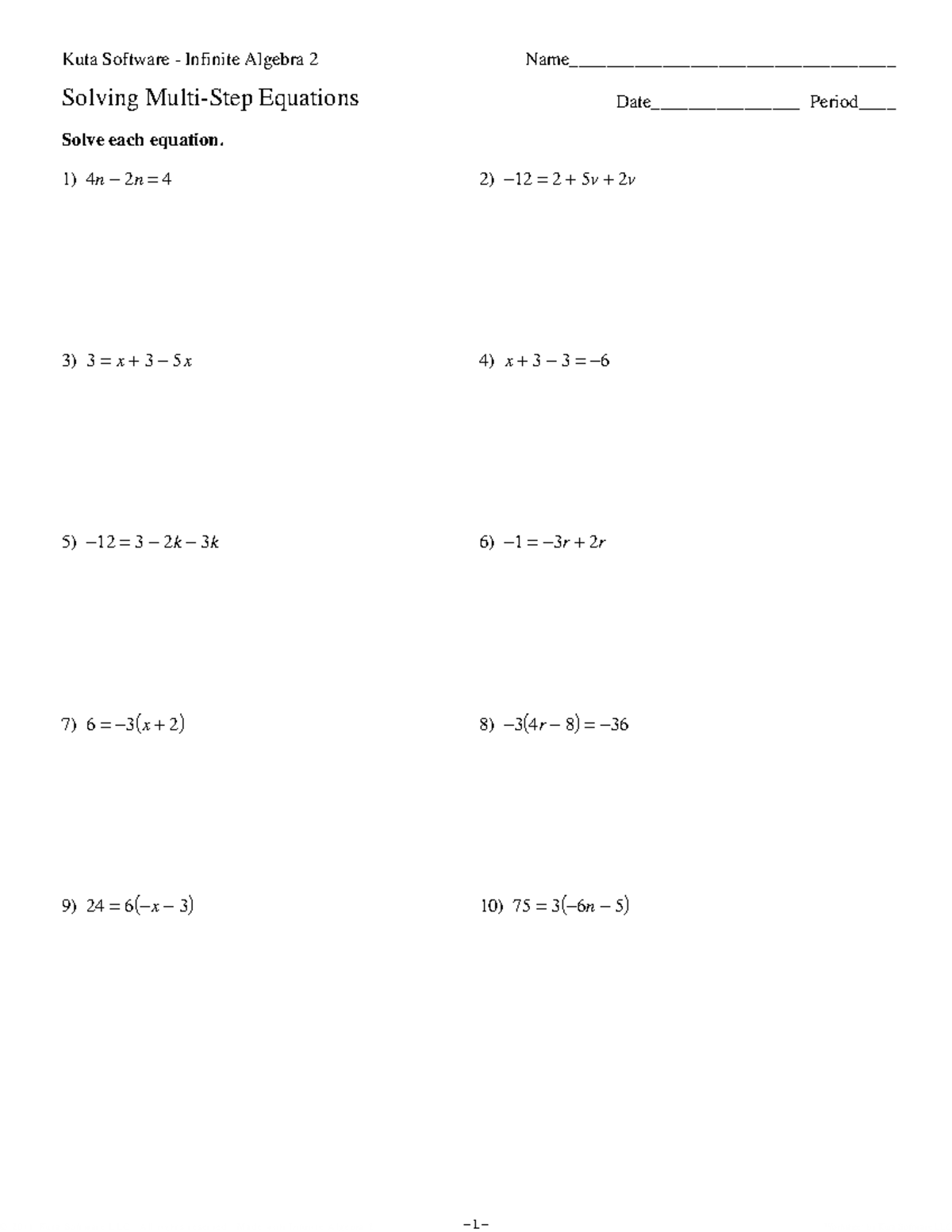 Solving Equations Worksheet - © m 92 40 21 A 1 G JKvu B t sag C S ko ...