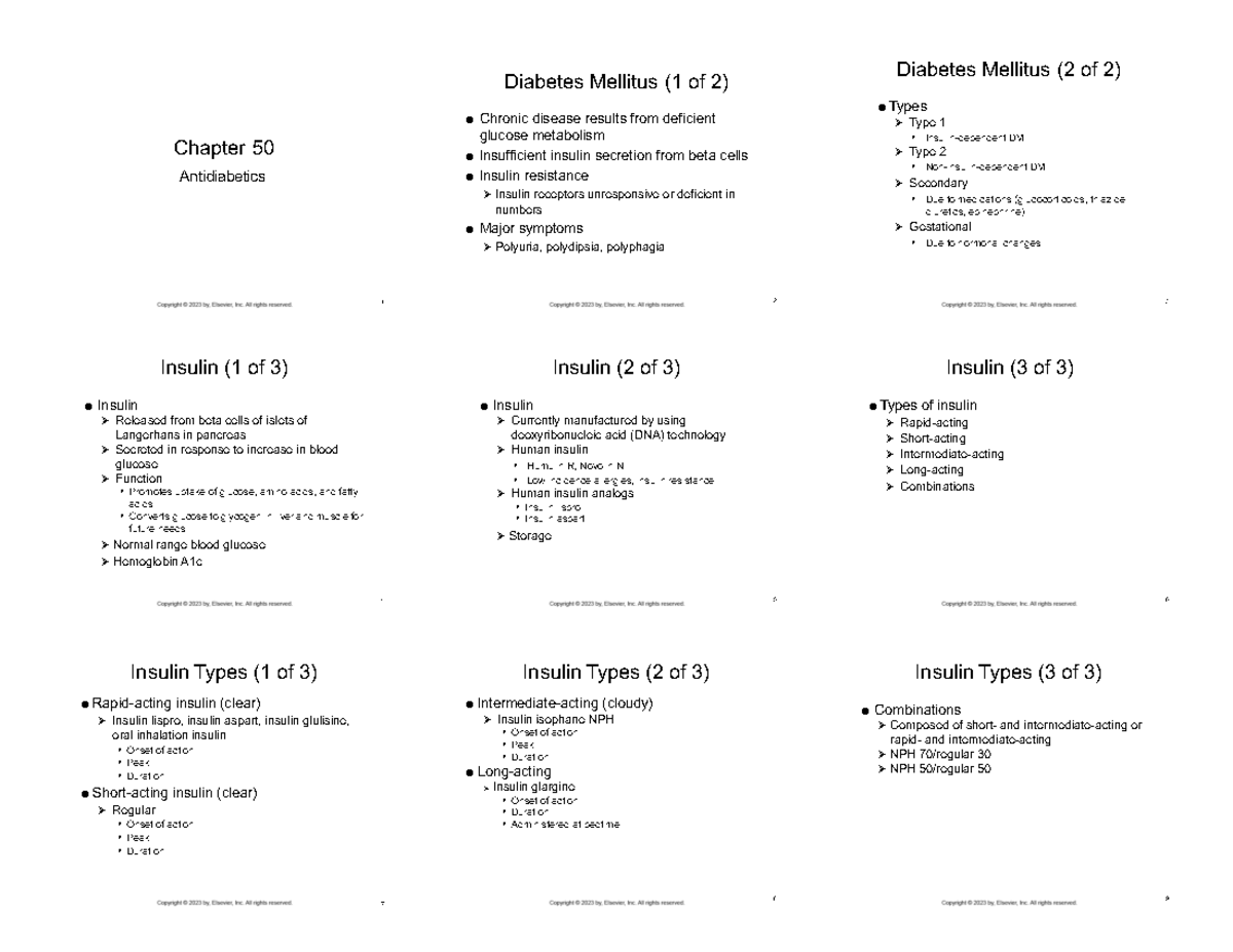 47 Chapter 050 Condensed - Antidiabetics Chapter 50 1 Chronic Disease ...