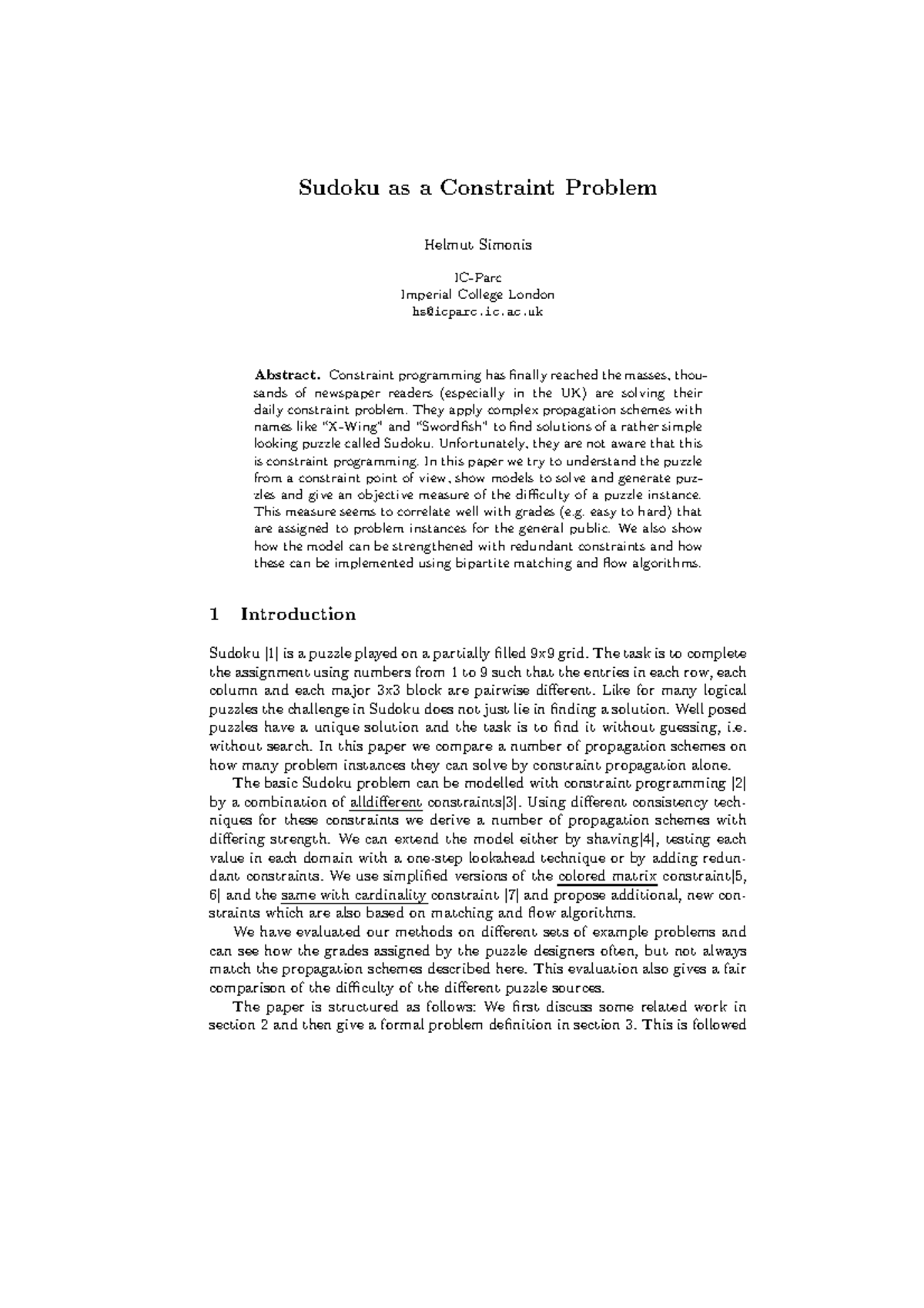 Sudoku Machine Learning Sudoku As A Constraint Problem Helmut 