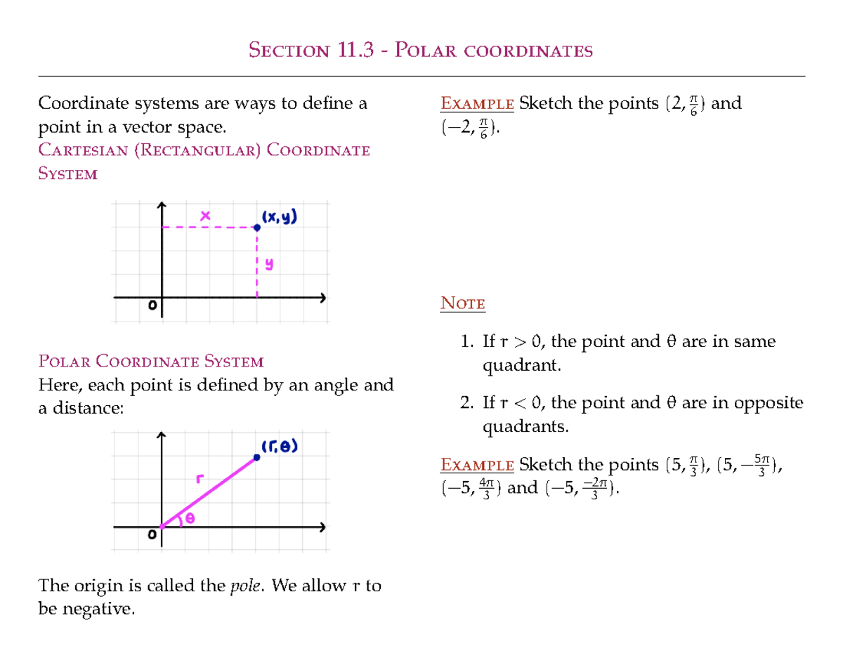 Math166 Section 1103 - Section 11 - Polar Coordinates Coordinate ...