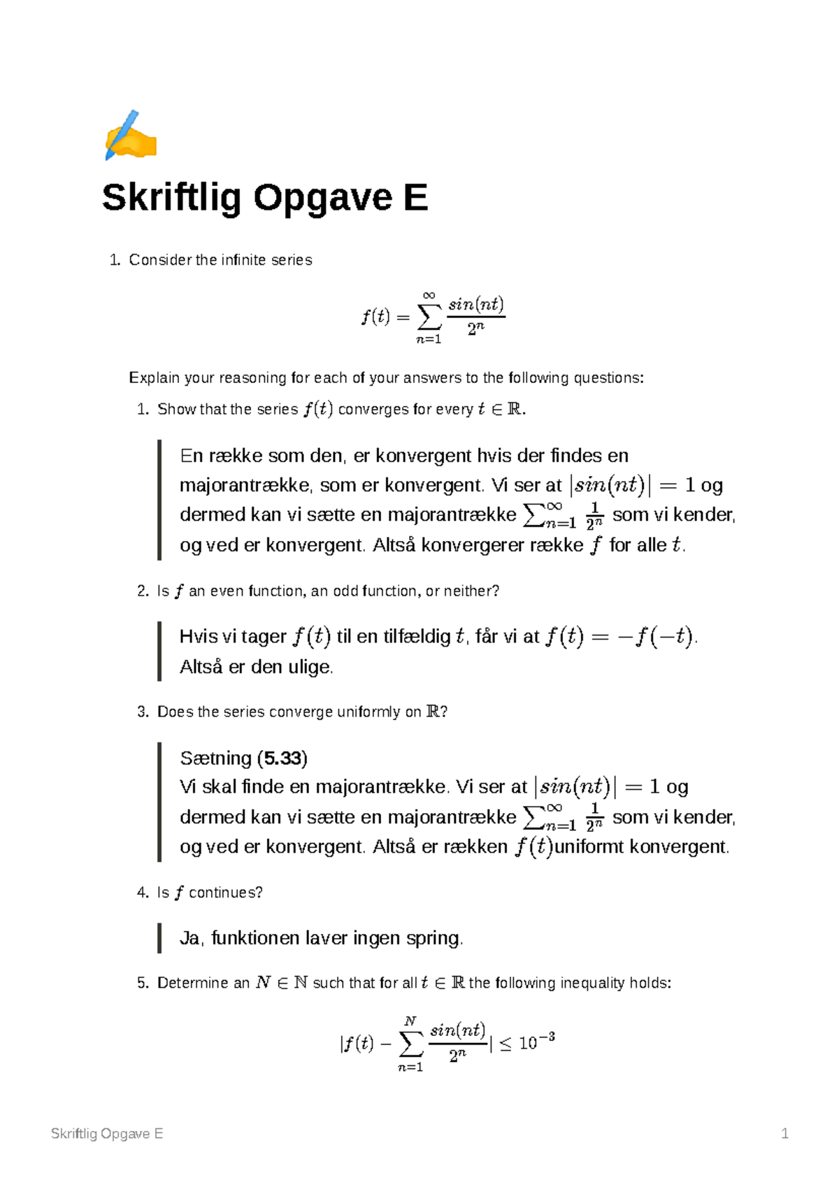 (2020 E) Matematik 2 Eksamensopgave Gennemregnet Med Svar (Skriftlig ...