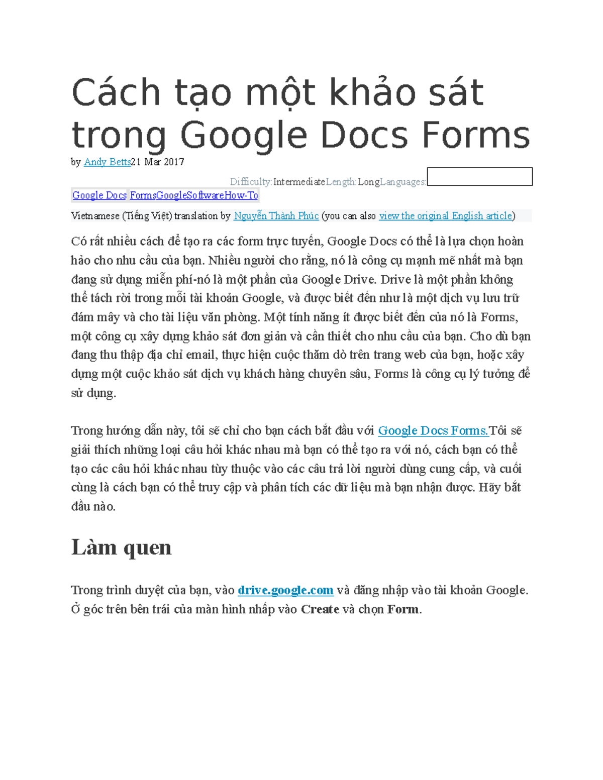 Forms Google Docs
