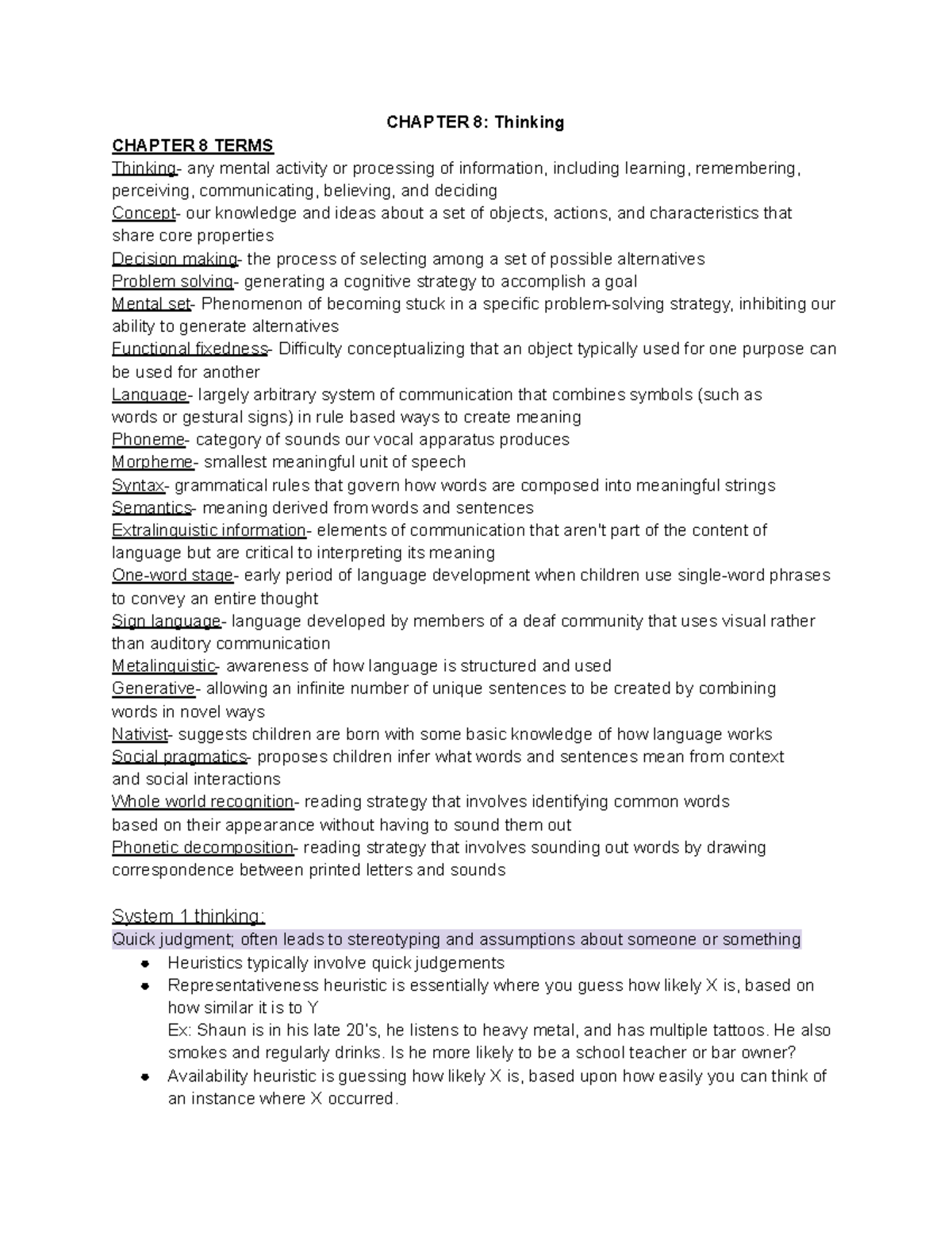 Psych 105 Chapter 8 - These notes provide a good understanding for CH 8 ...