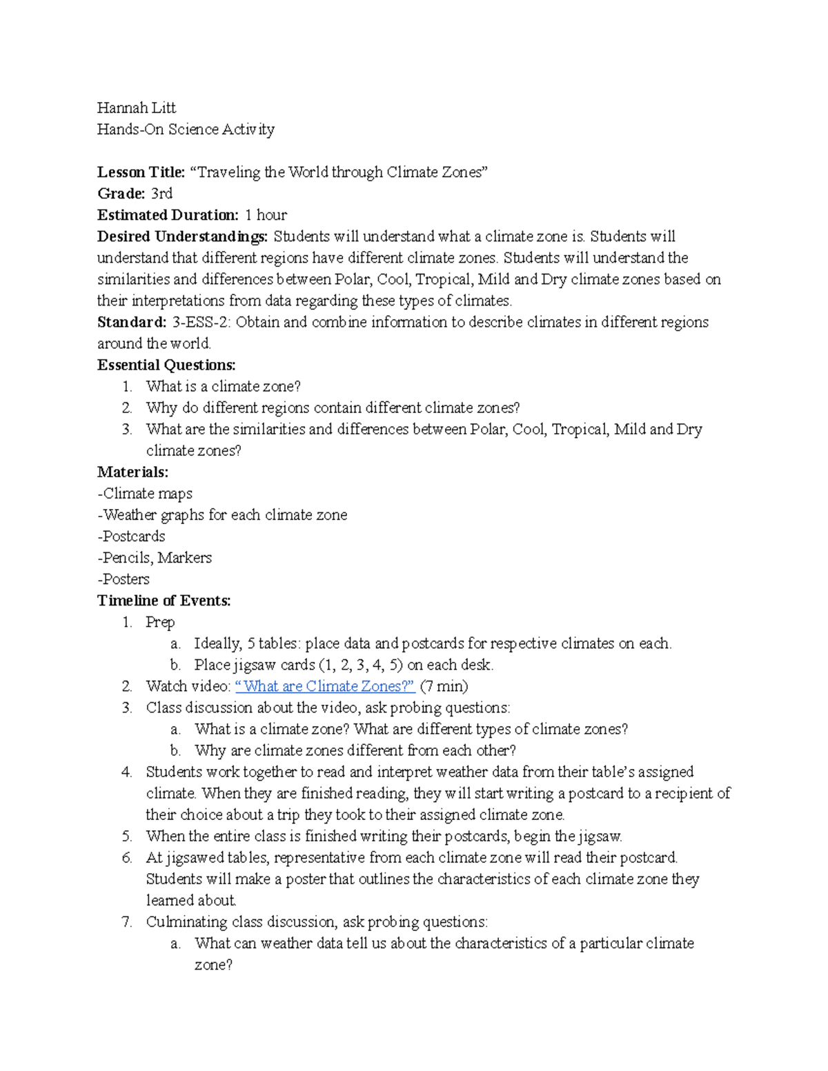 Hands on Science Activity Handout - Hannah Litt Hands-On Science ...