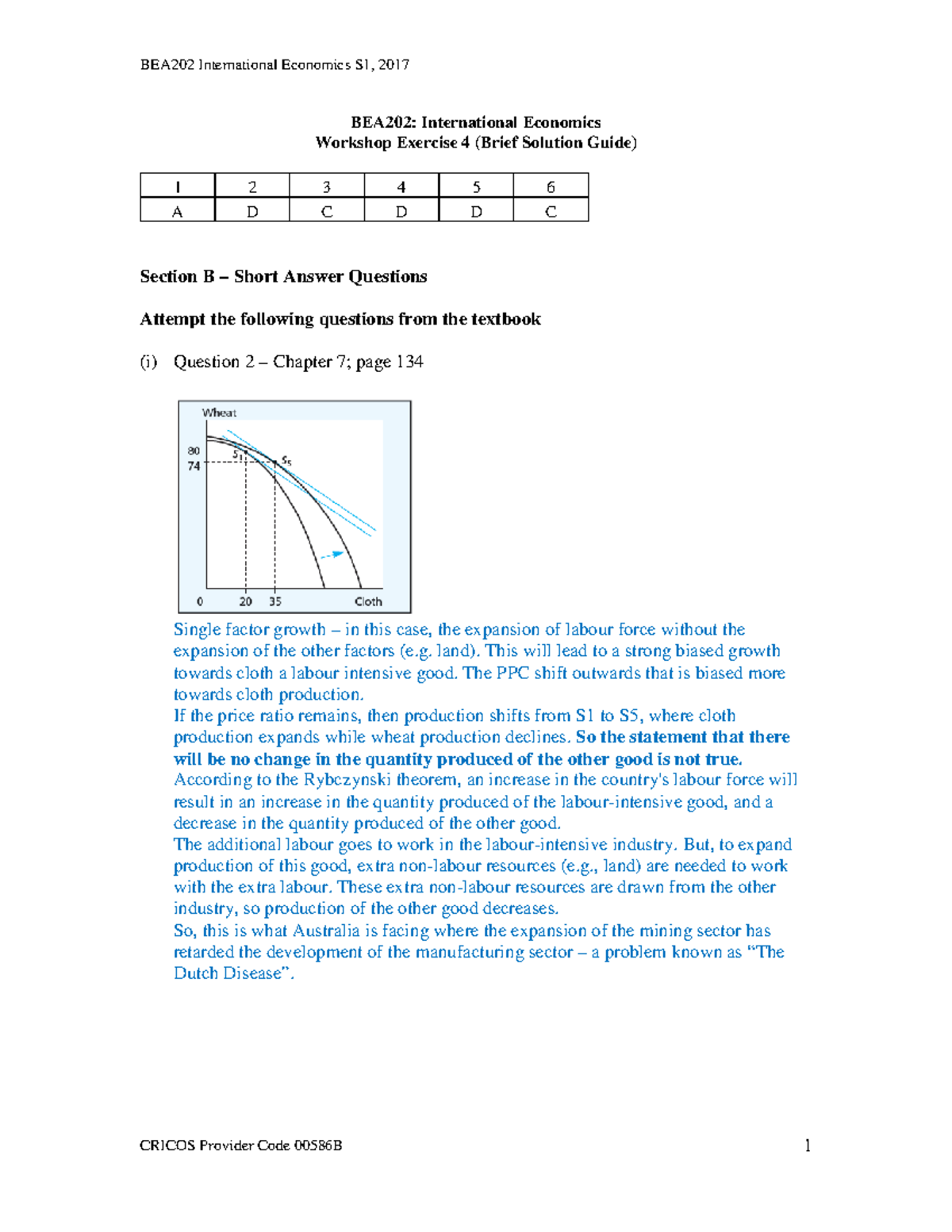 Workshop 4 Solutions - BEA202: International Economics Workshop ...