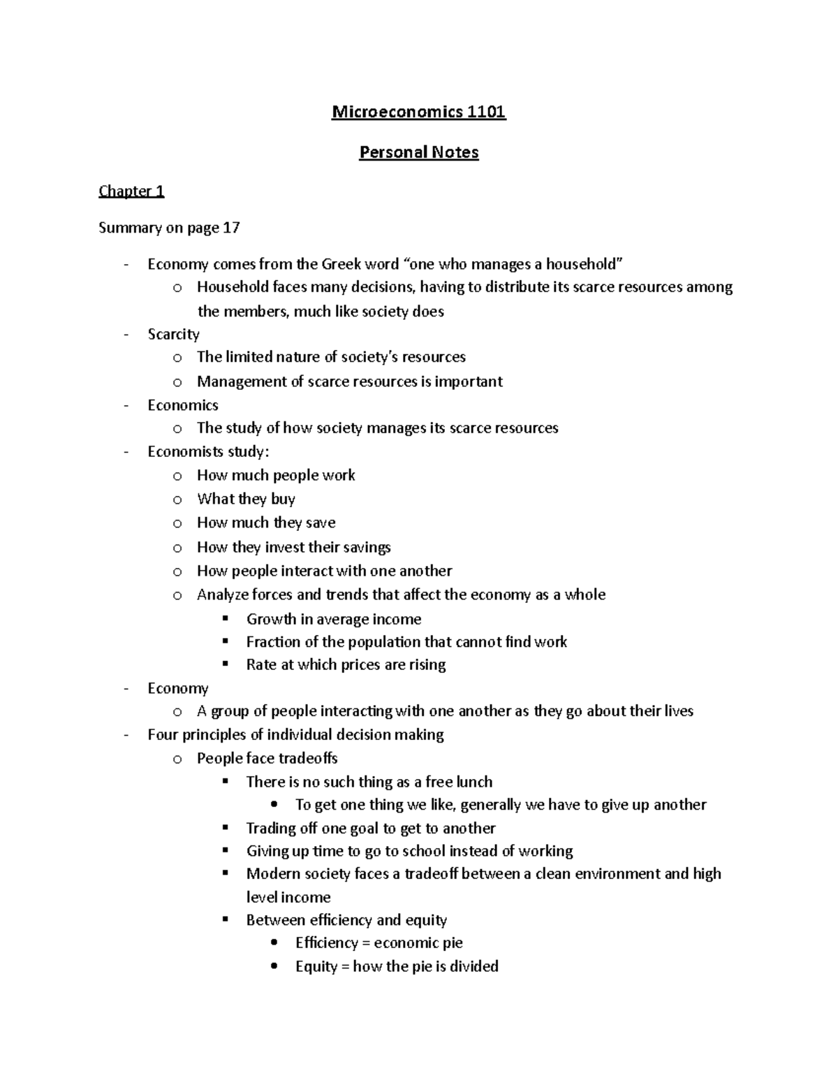 Lecture notes - Book "Study Guide For Principles Of Microeconomics ...