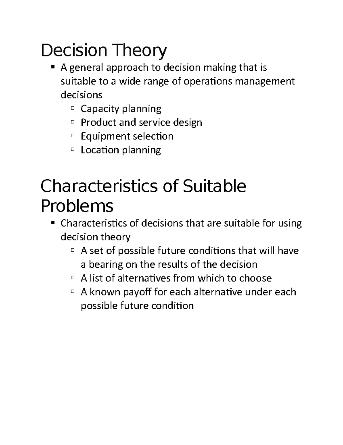 BA 380 Decision Theory - Helpful Guide - Decision Theory A General ...