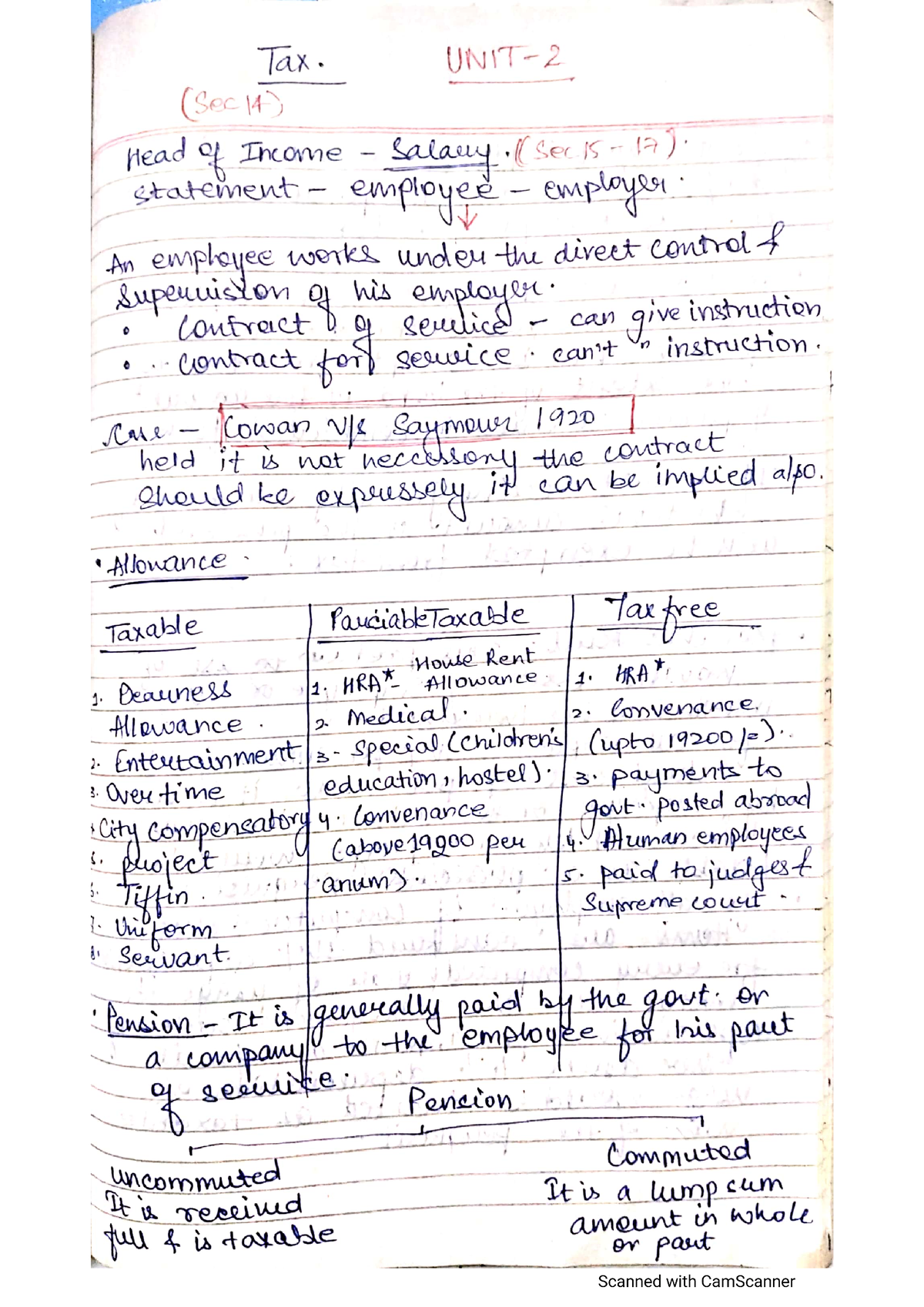 Tax Law (Handwritten Notes) 7th Sem - Studocu