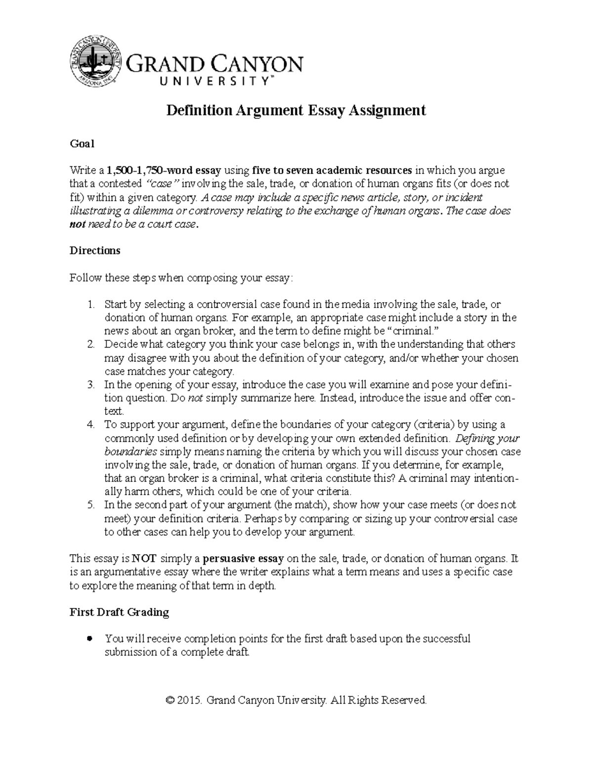 ENG106 Definition Essay Assignment - Definition Argument Essay ...