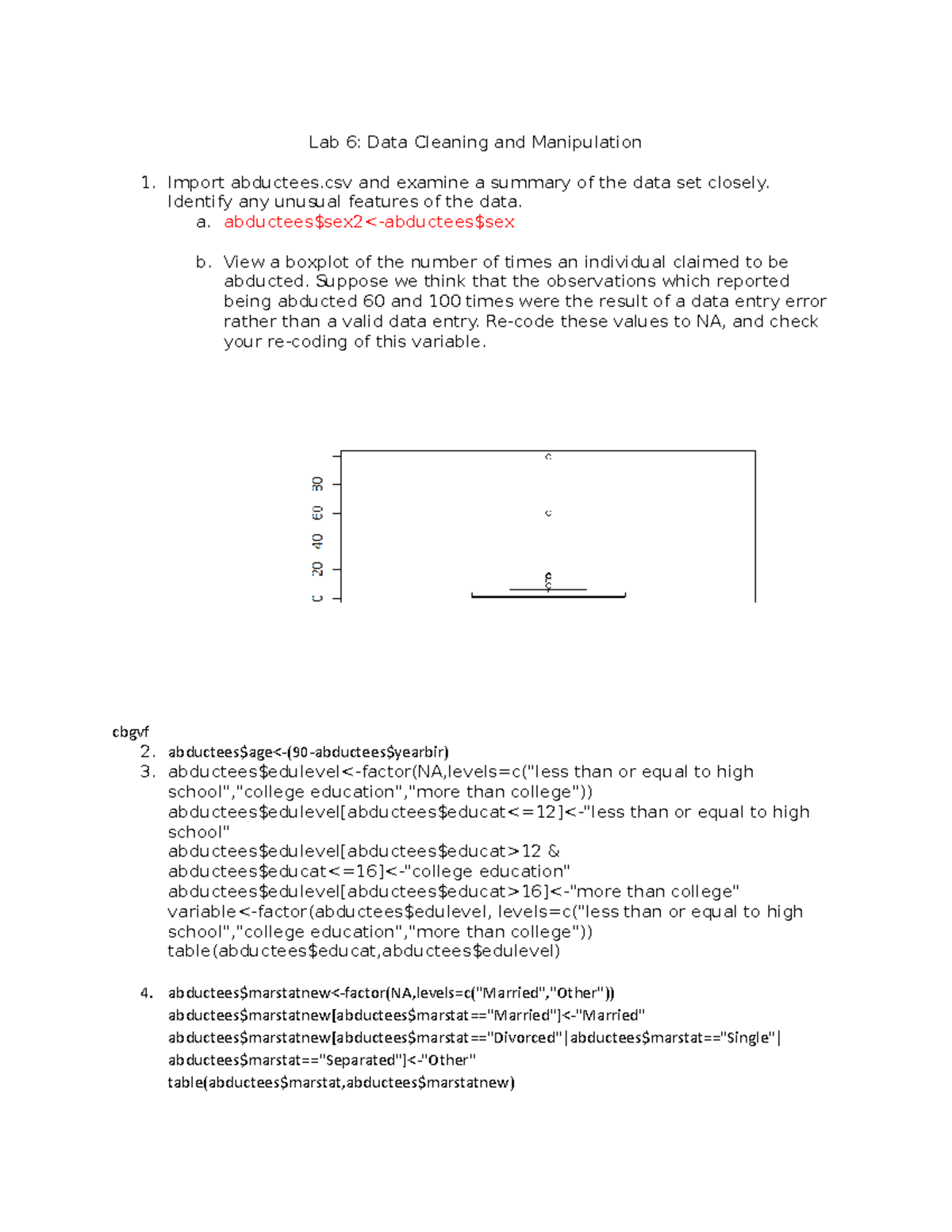 Lab 6 (219) qtm lab assignment Lab 6 Data Cleaning and