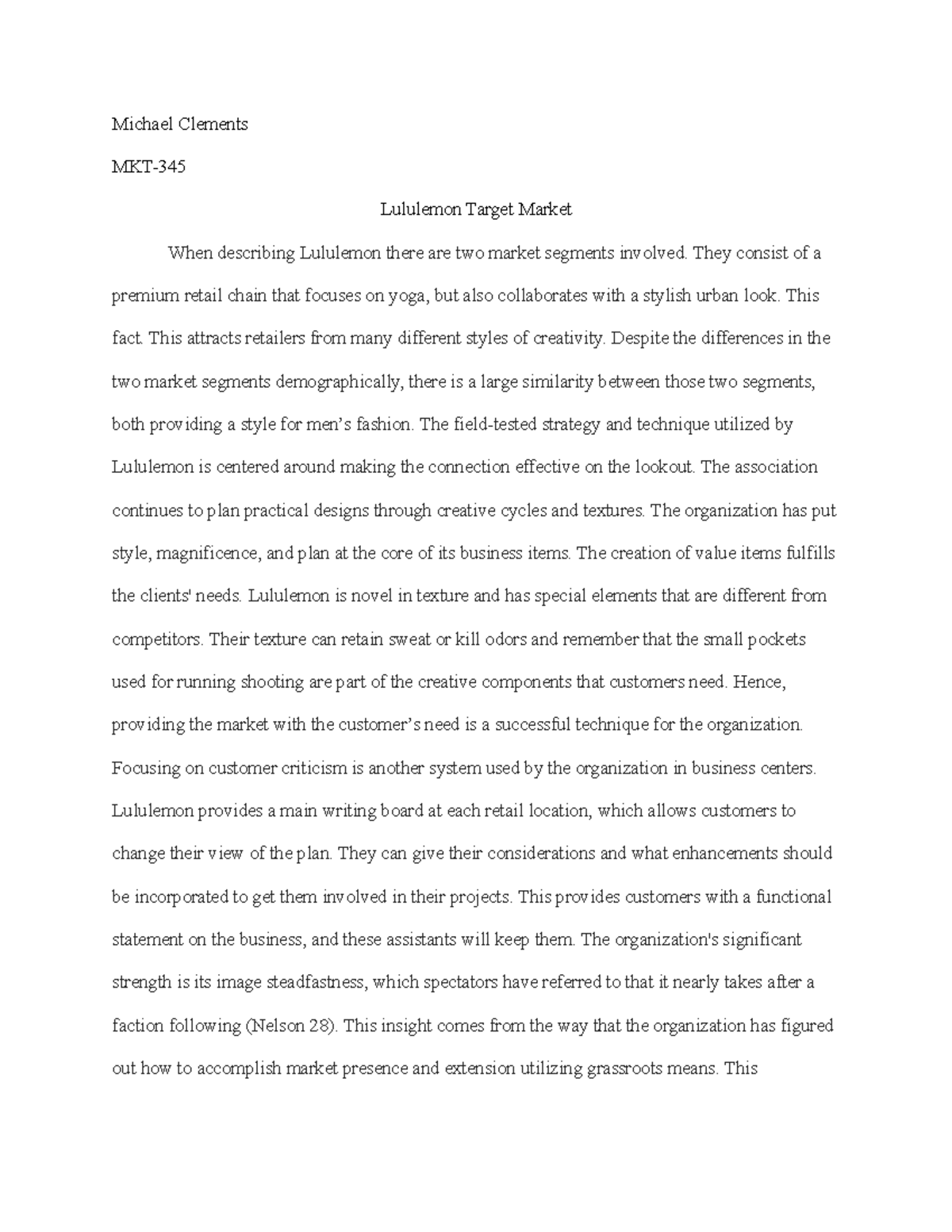 target market student essay